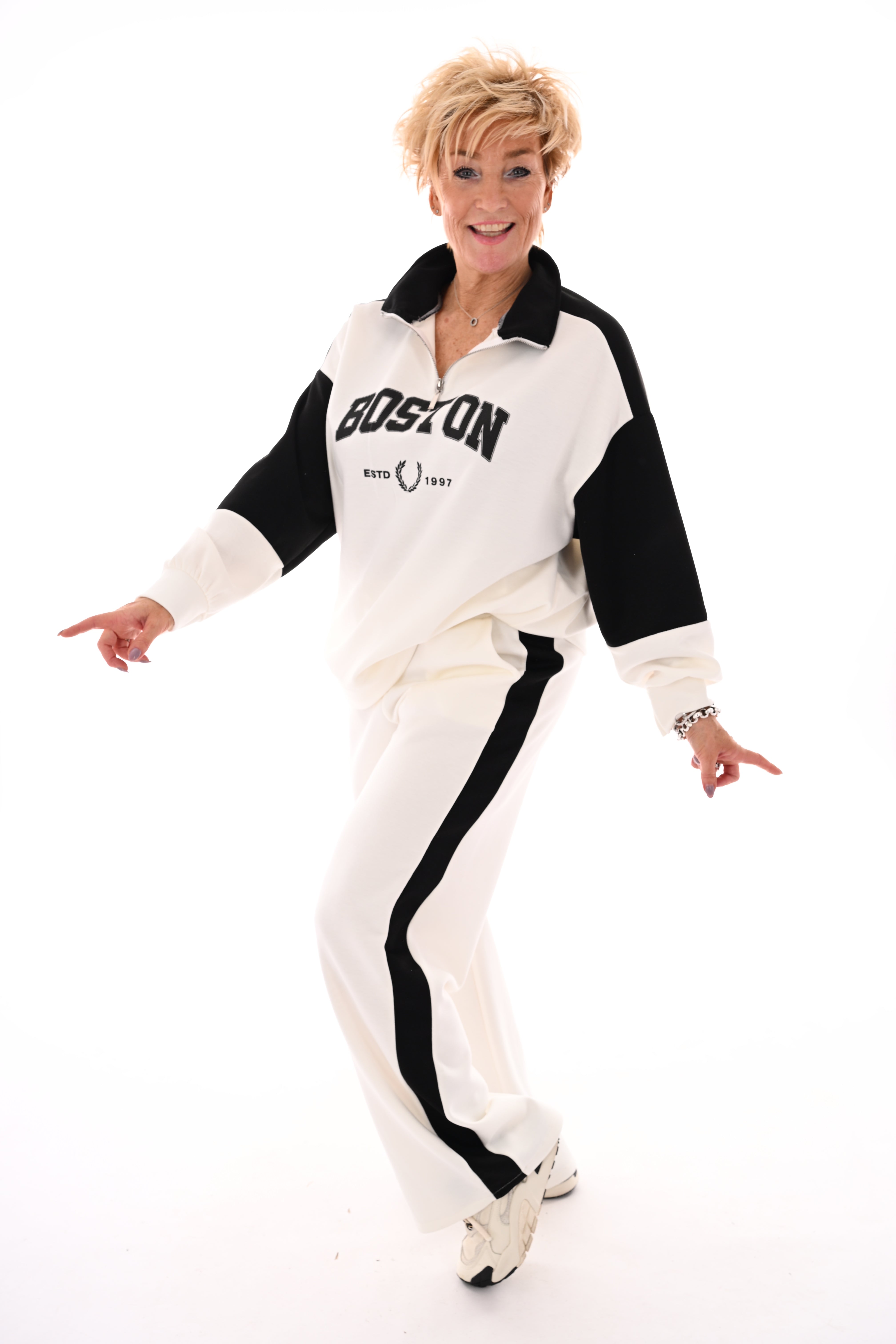 Tweedelig pak Boston zwart/roomwit