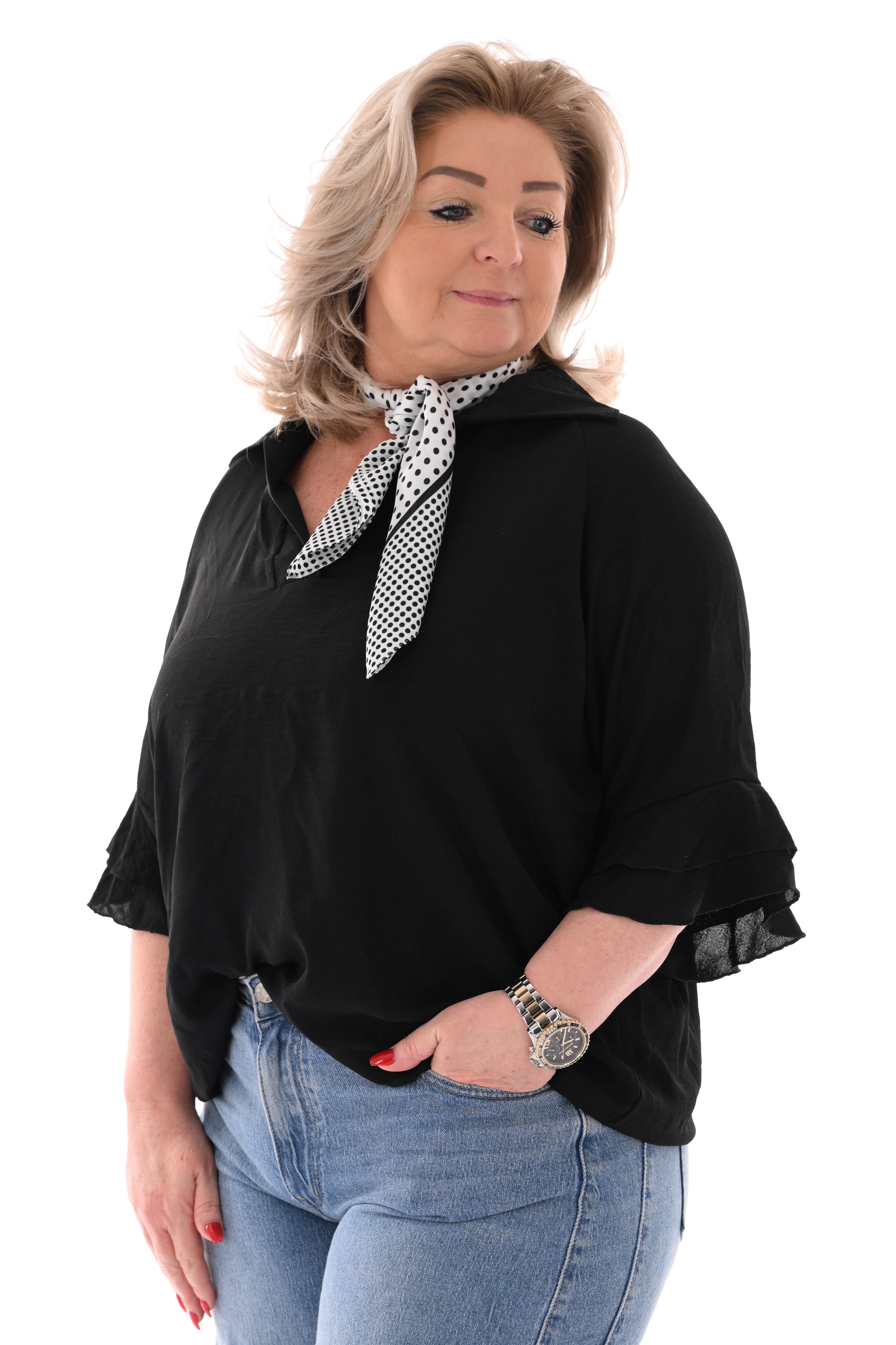 Kort sjaaltje polka dots mix wit