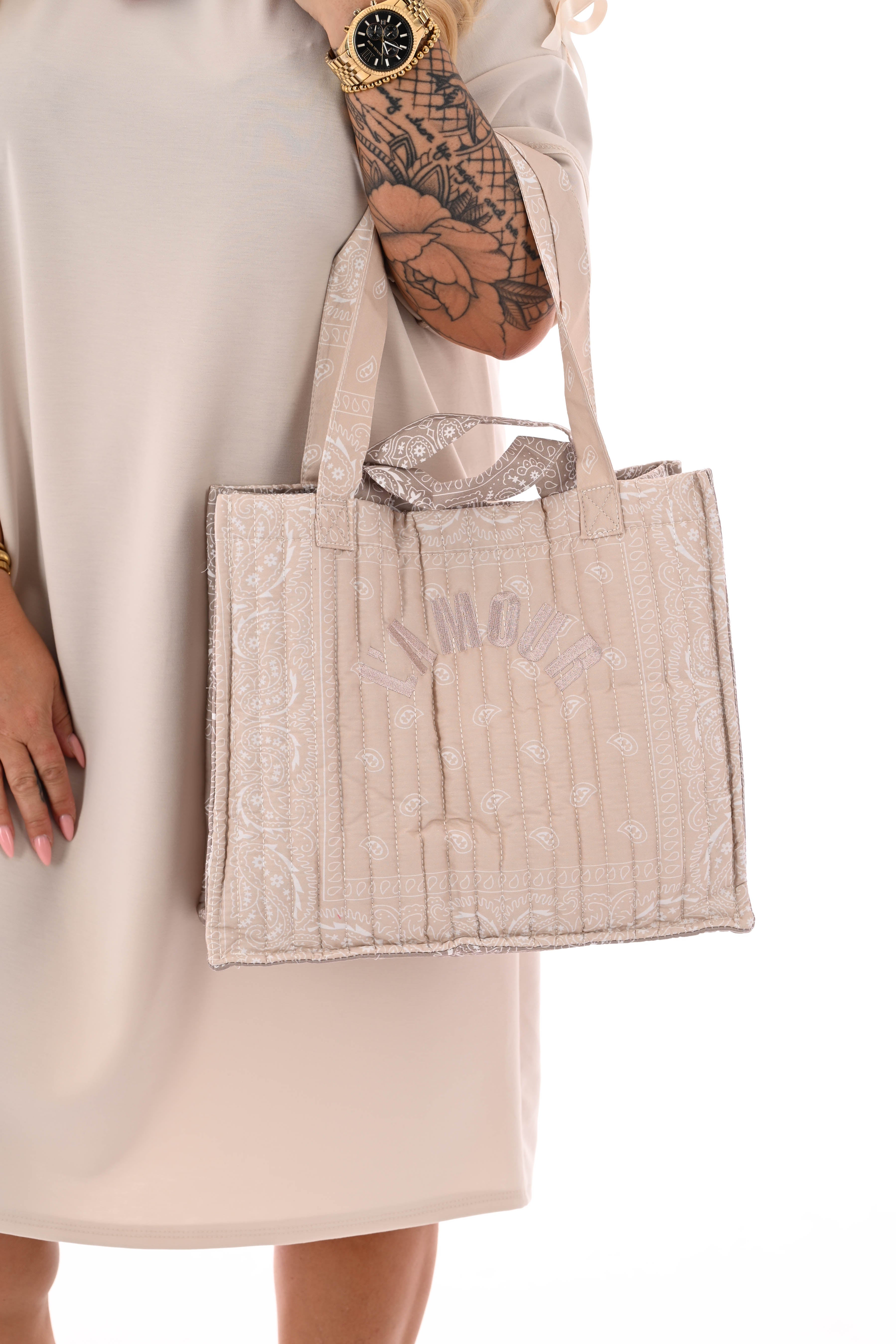Handtas paisley print beige