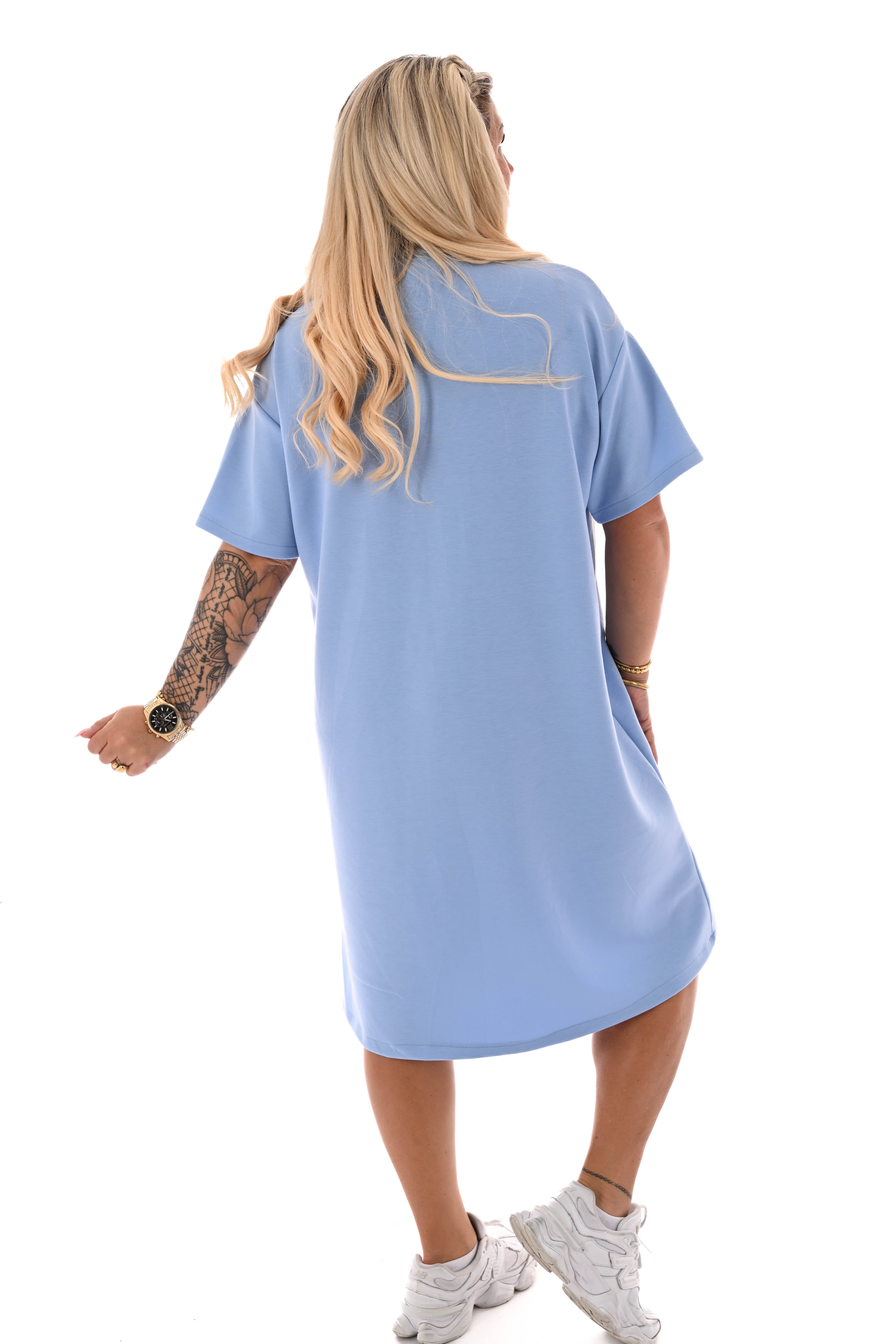 Sweaterdress korte mouwen iconic blauw