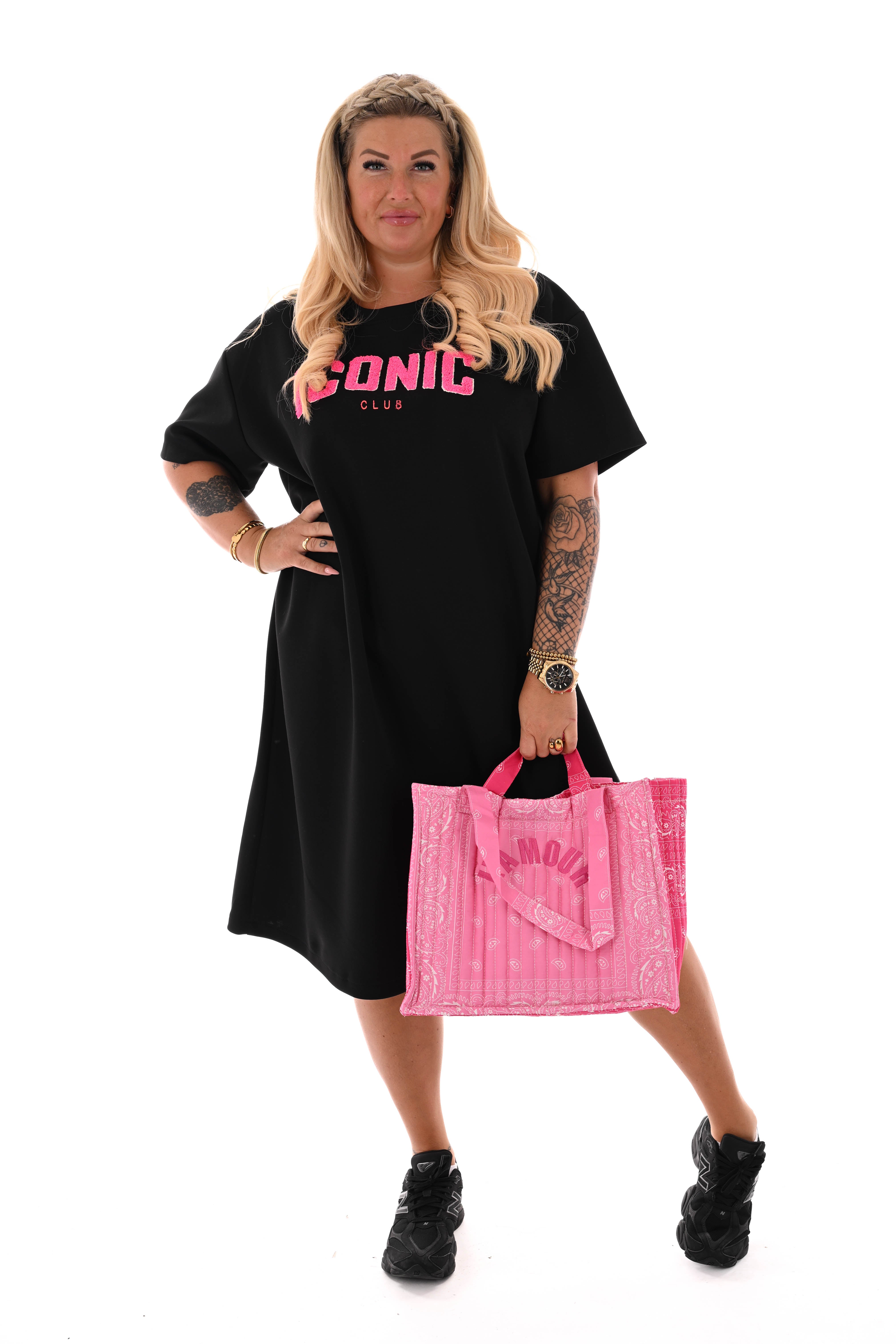 Sweaterdress korte mouwen iconic zwart