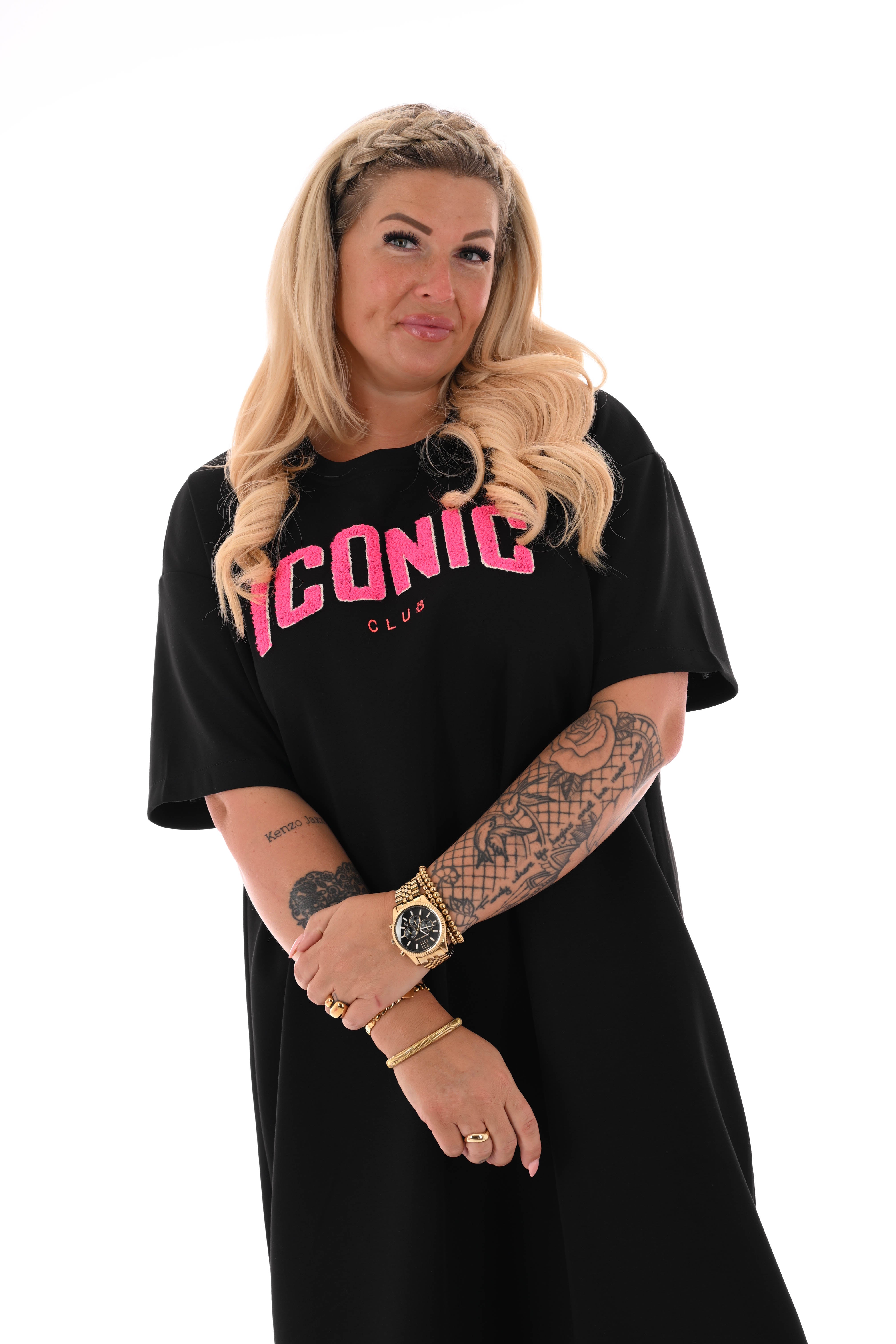 Sweaterdress korte mouwen iconic zwart