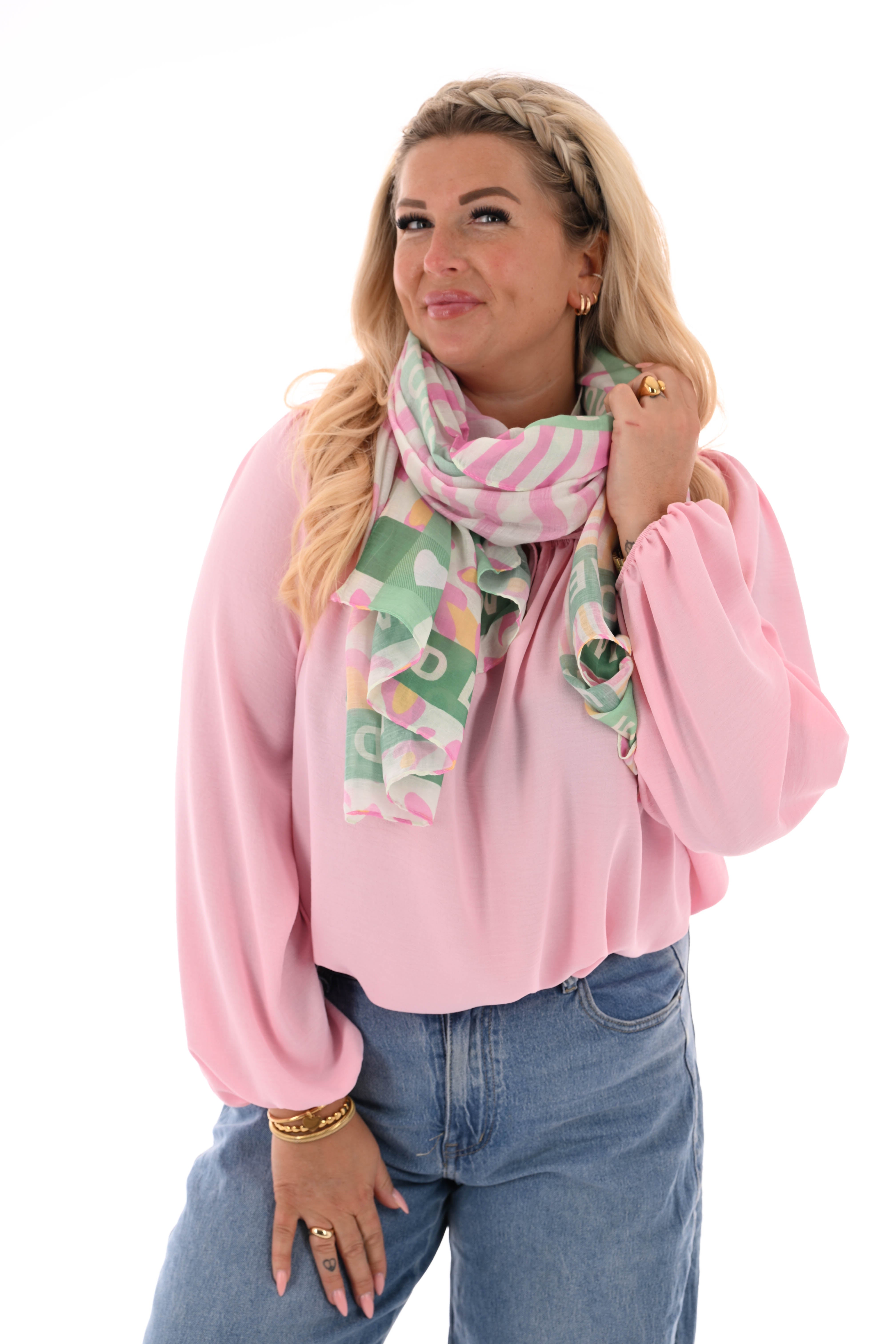 Grote sjaal zigzag love wild geel/groen