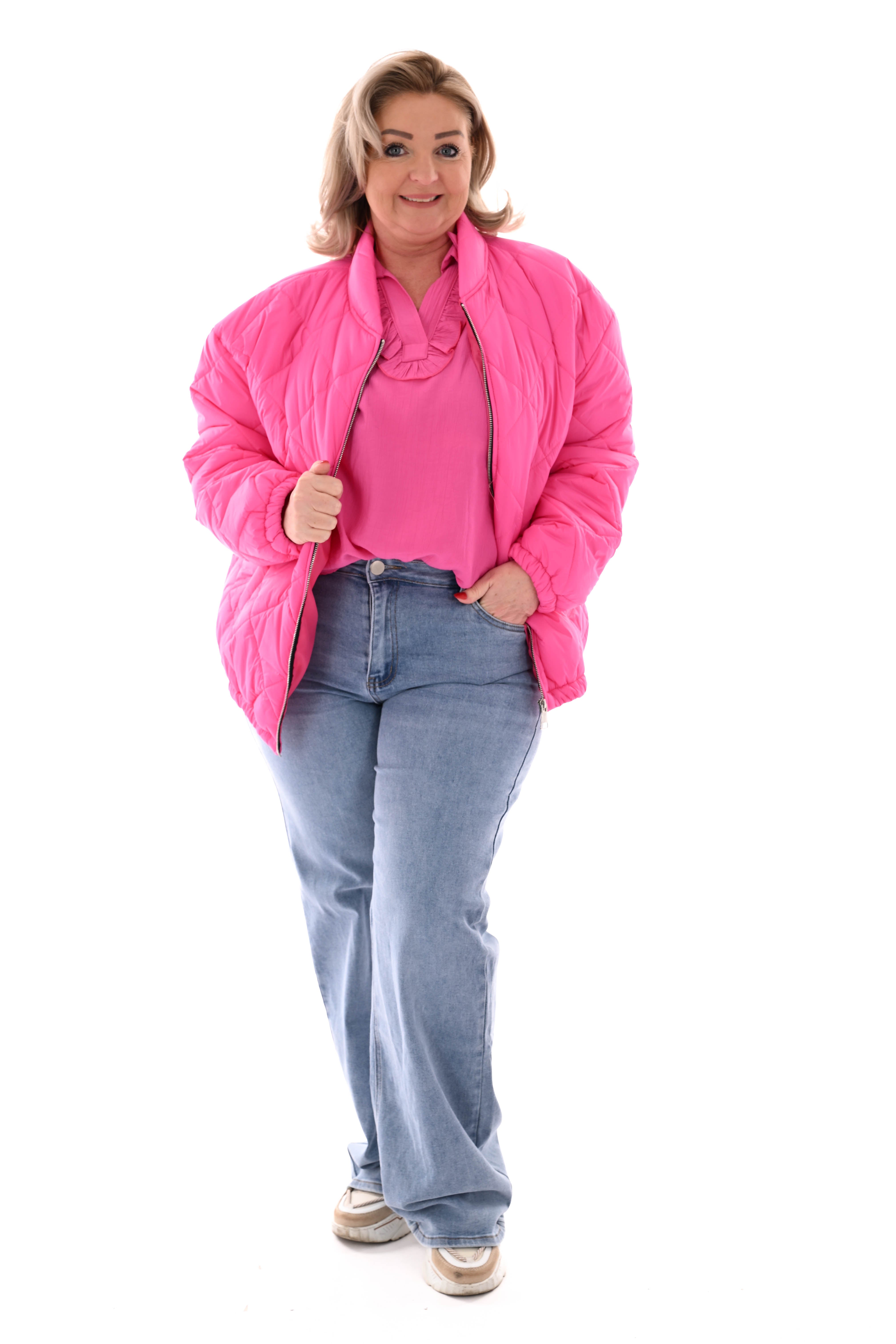 Kort jasje ruitpatroon fuchsia