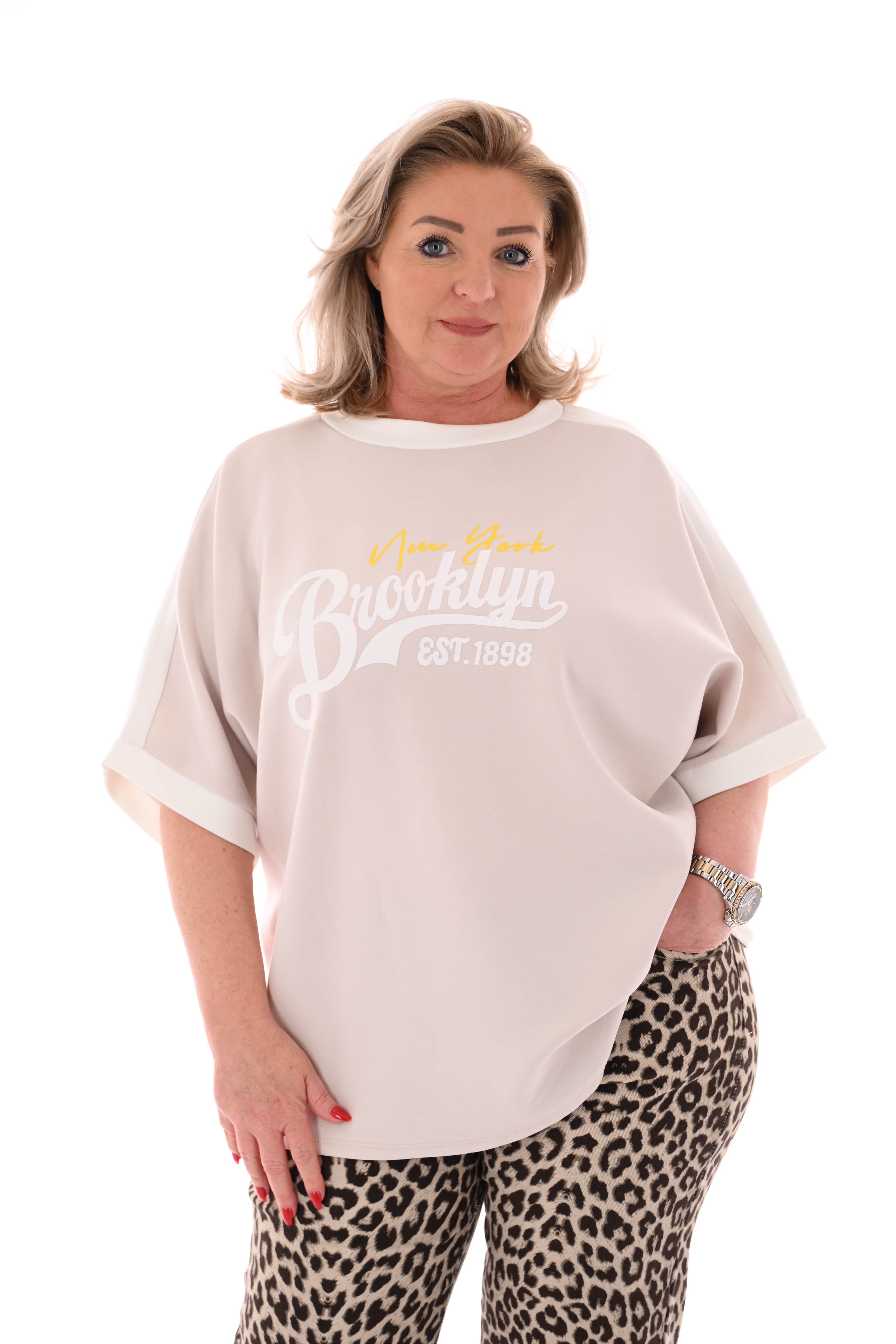 Sweater korte mouwen Brooklyn beige