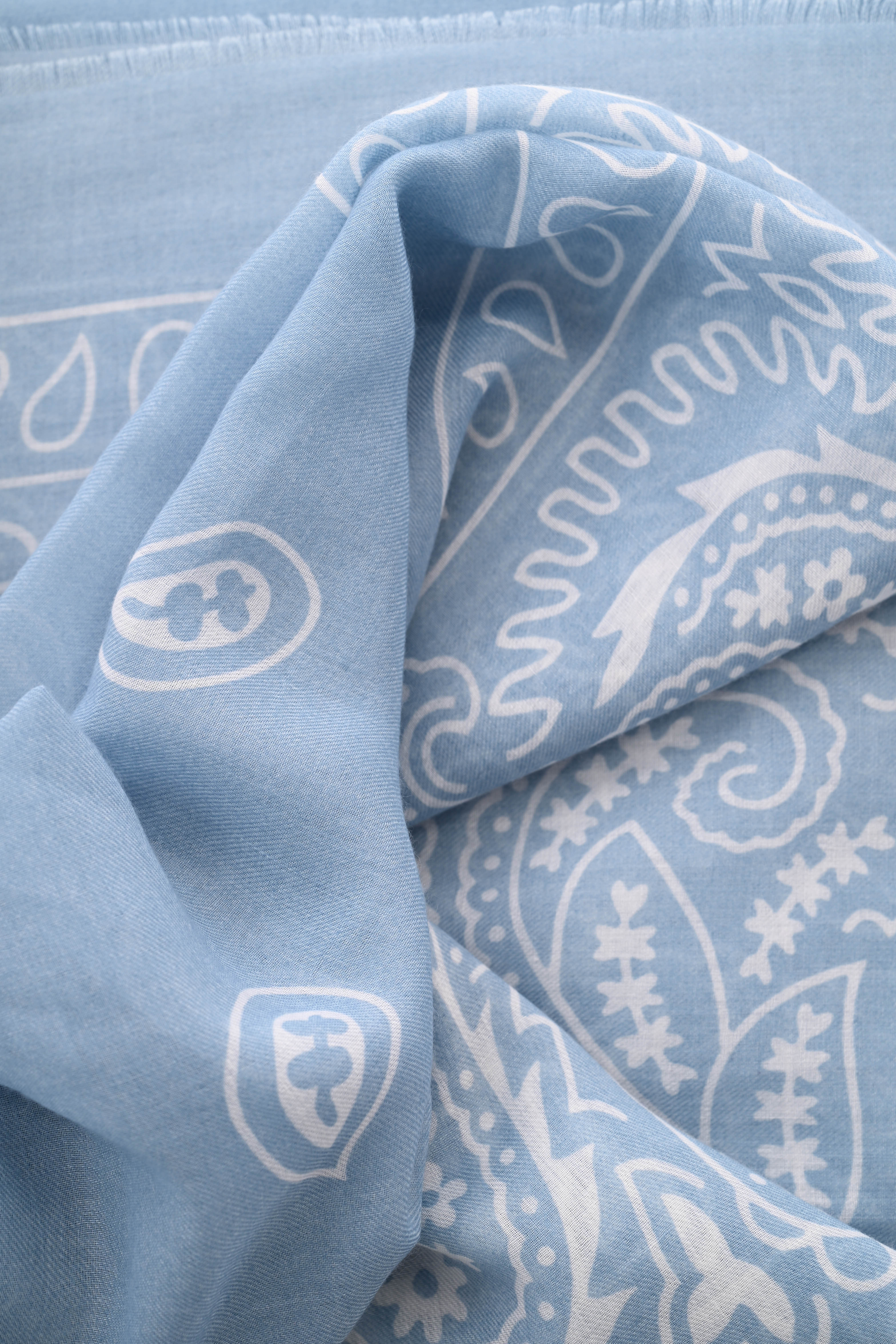 Vierkante sjaal paisley lichtblauw