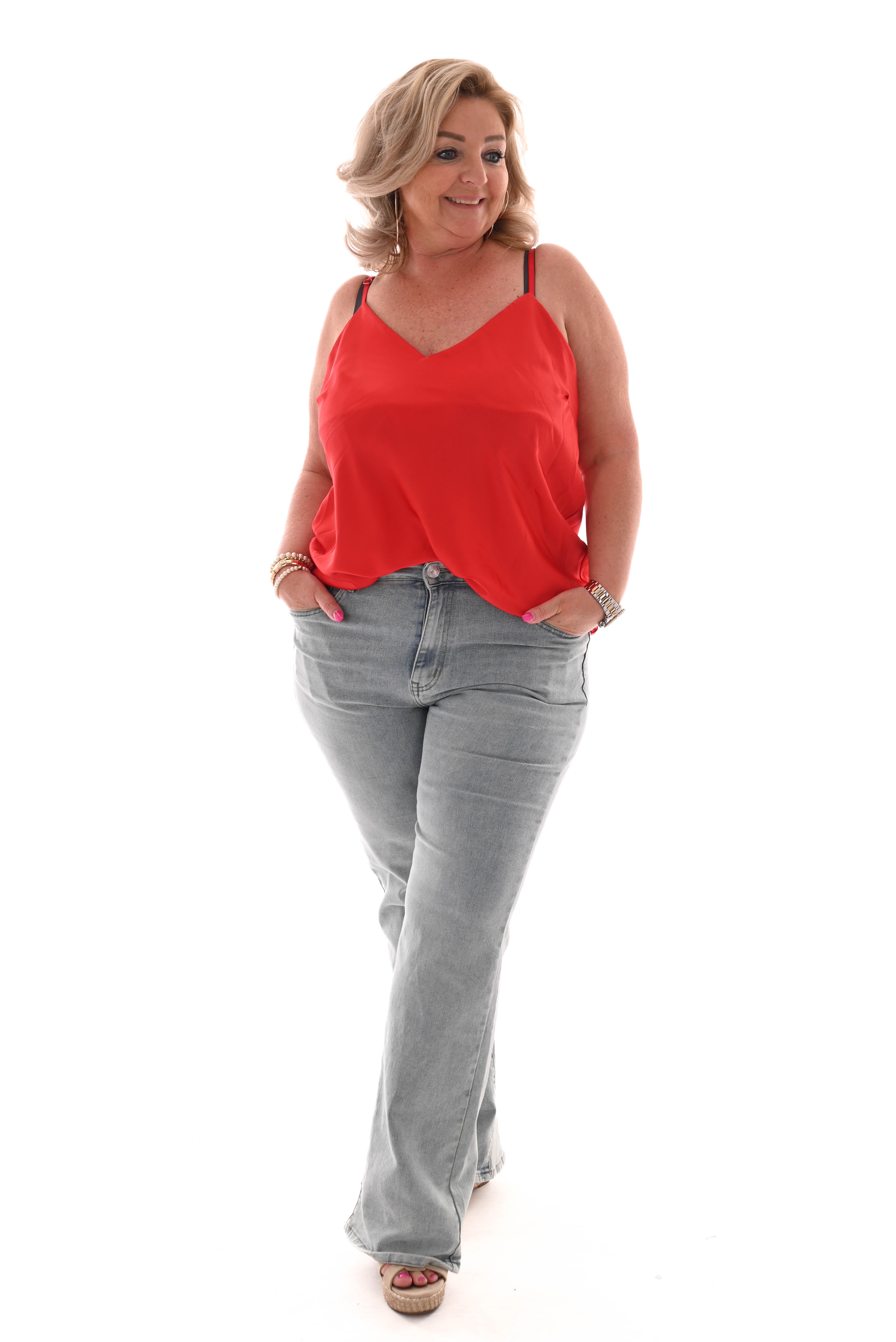 Hemdje silky uni rood