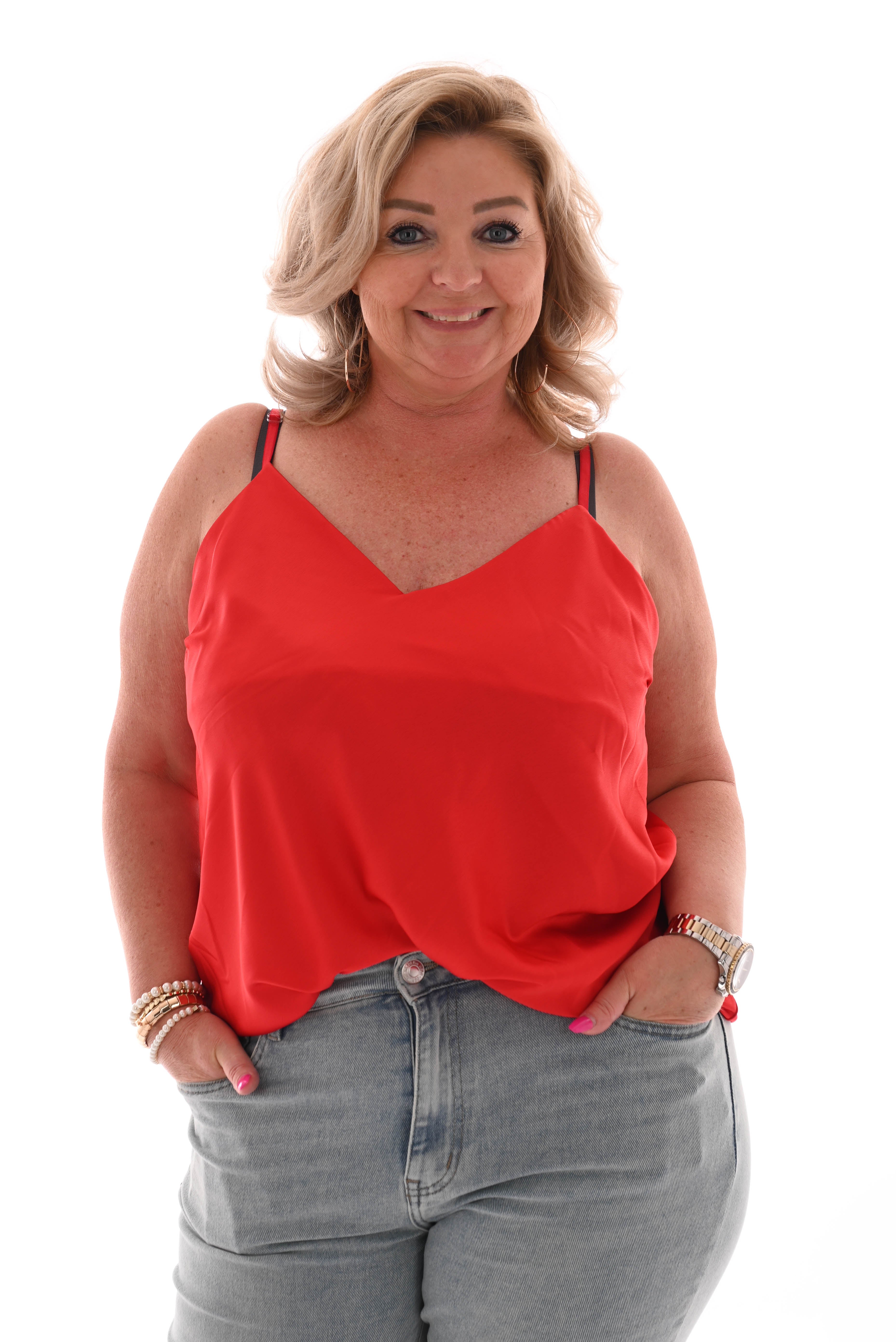 Hemdje silky uni rood