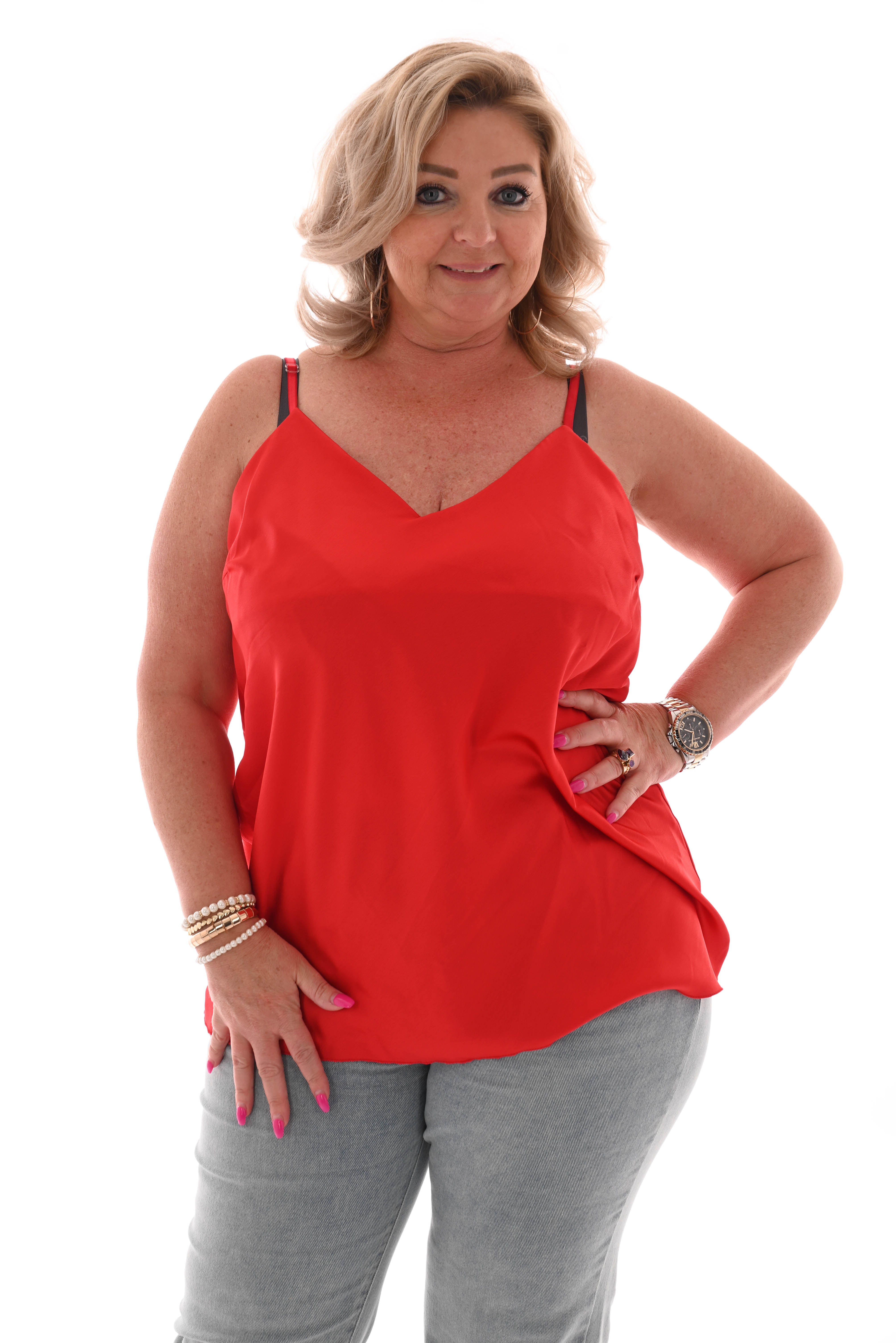Hemdje silky uni rood