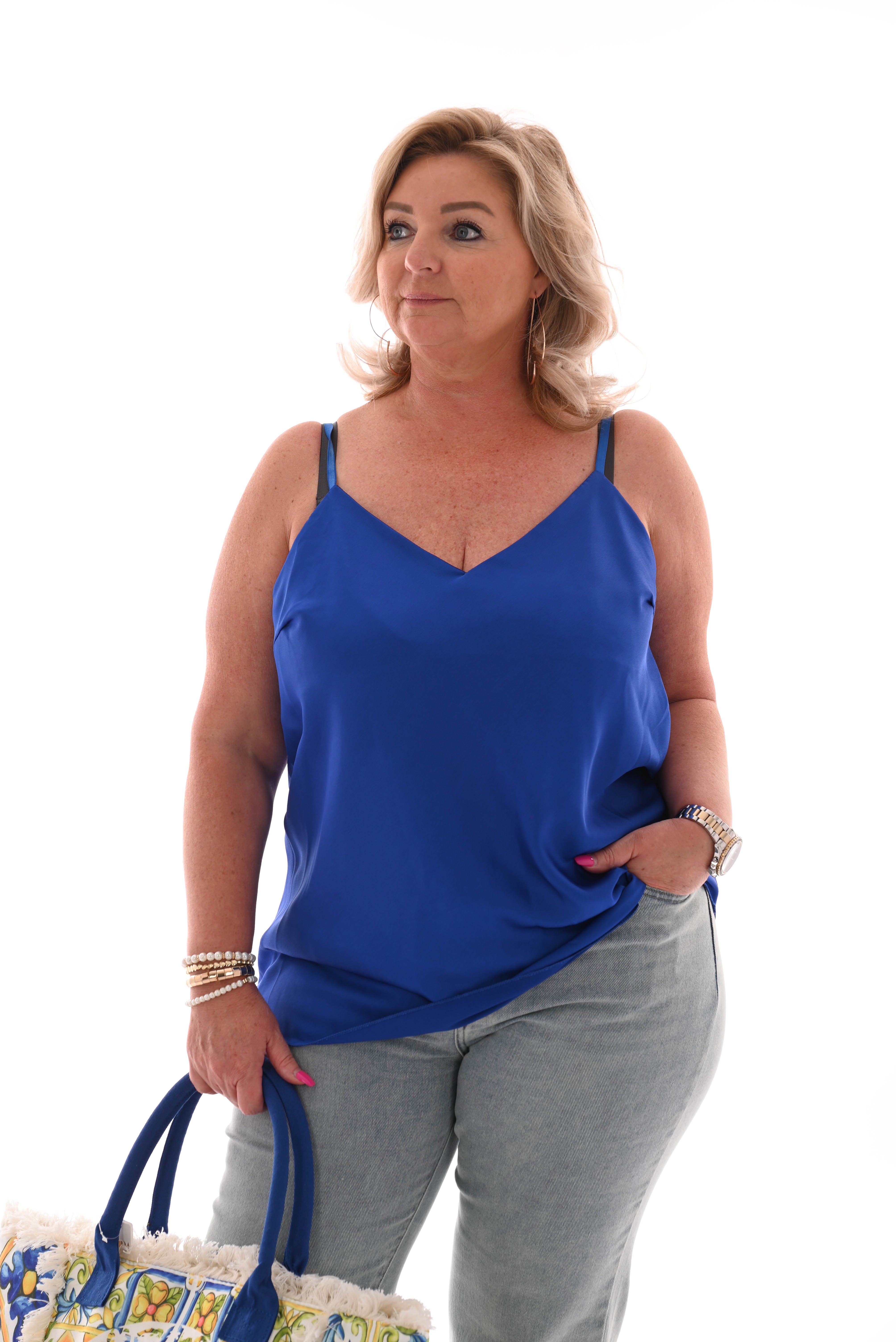 Hemdje silky uni kobaltblauw