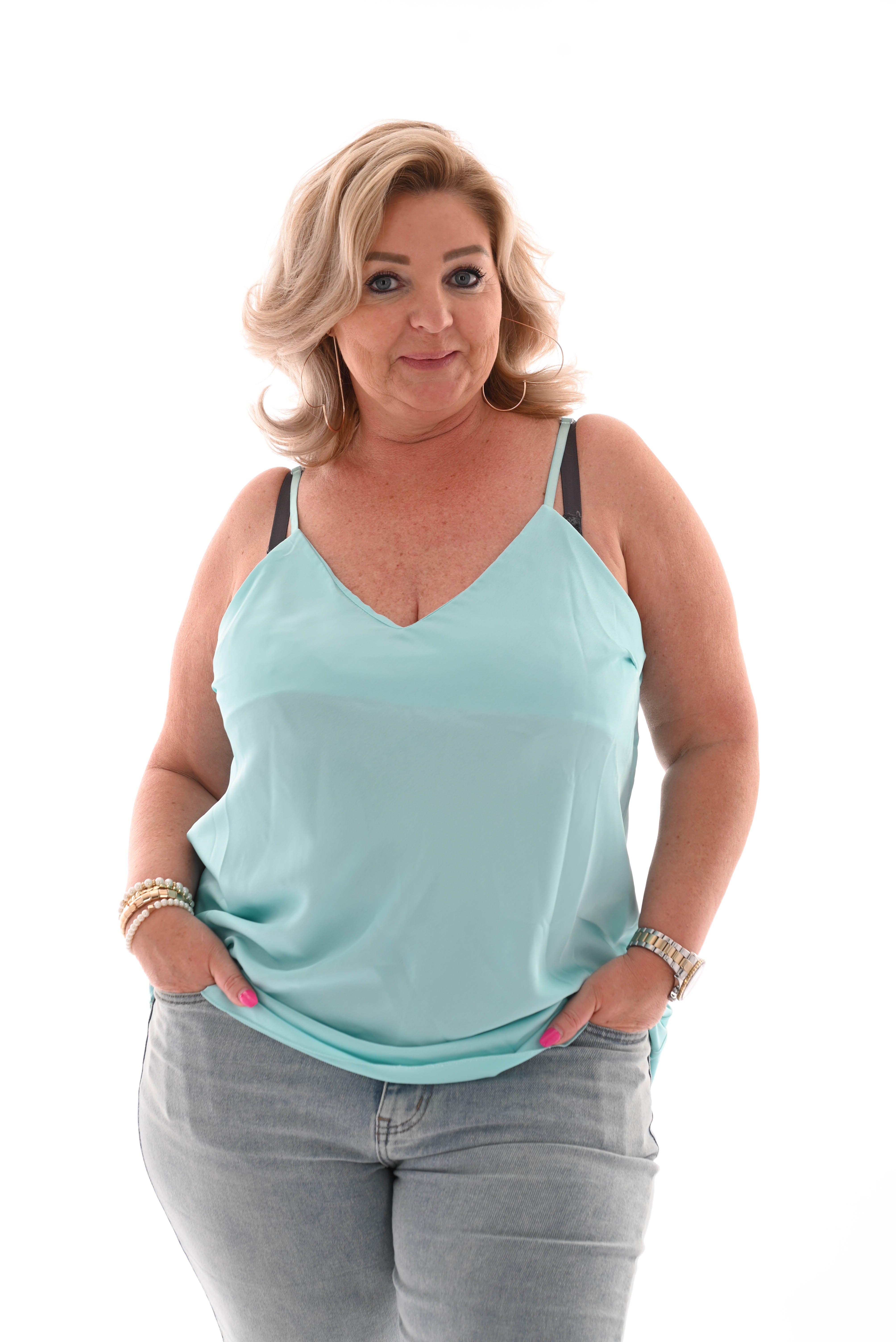 Hemdje silky uni turquoise
