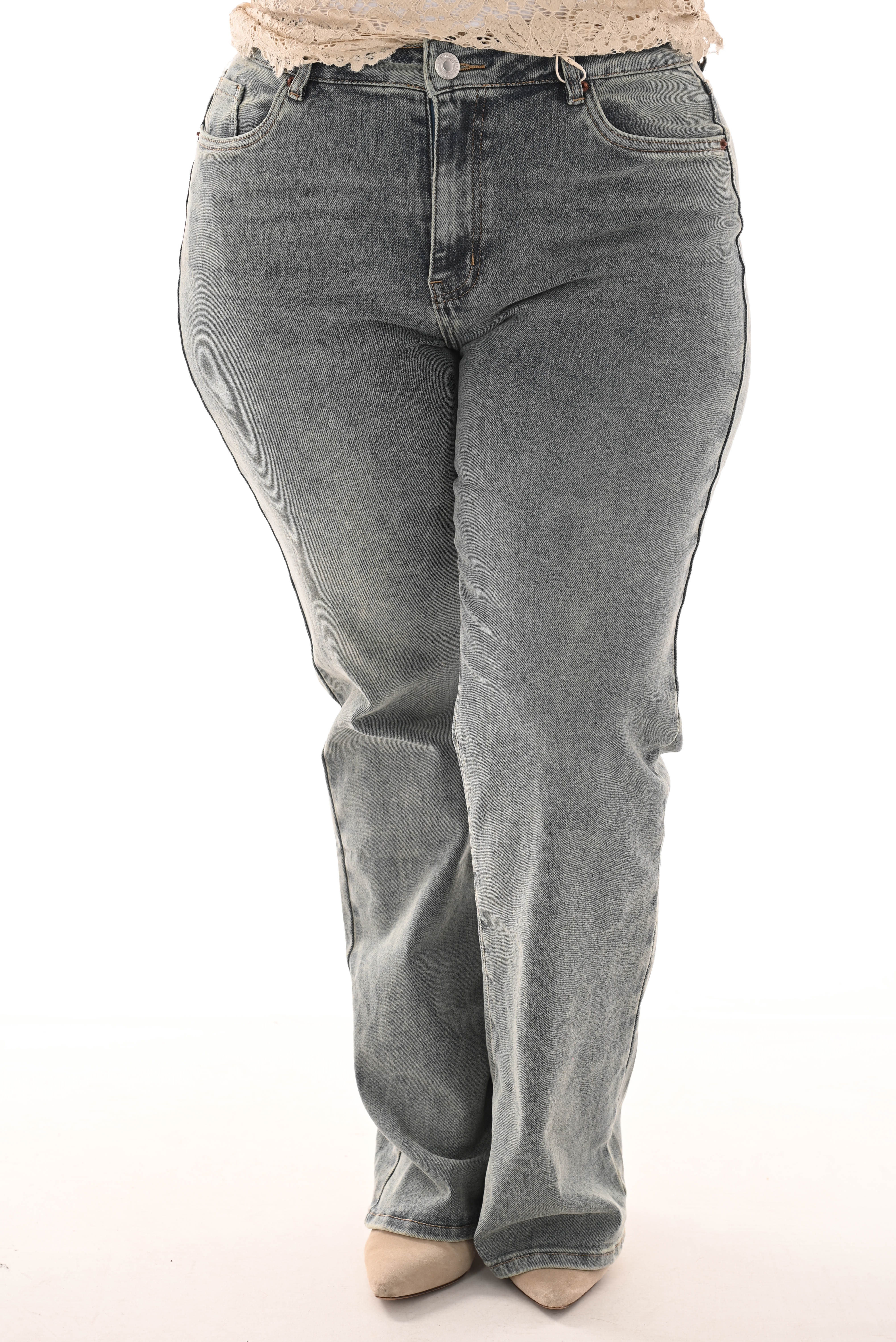 Norfy Wide leg jeans stonewash