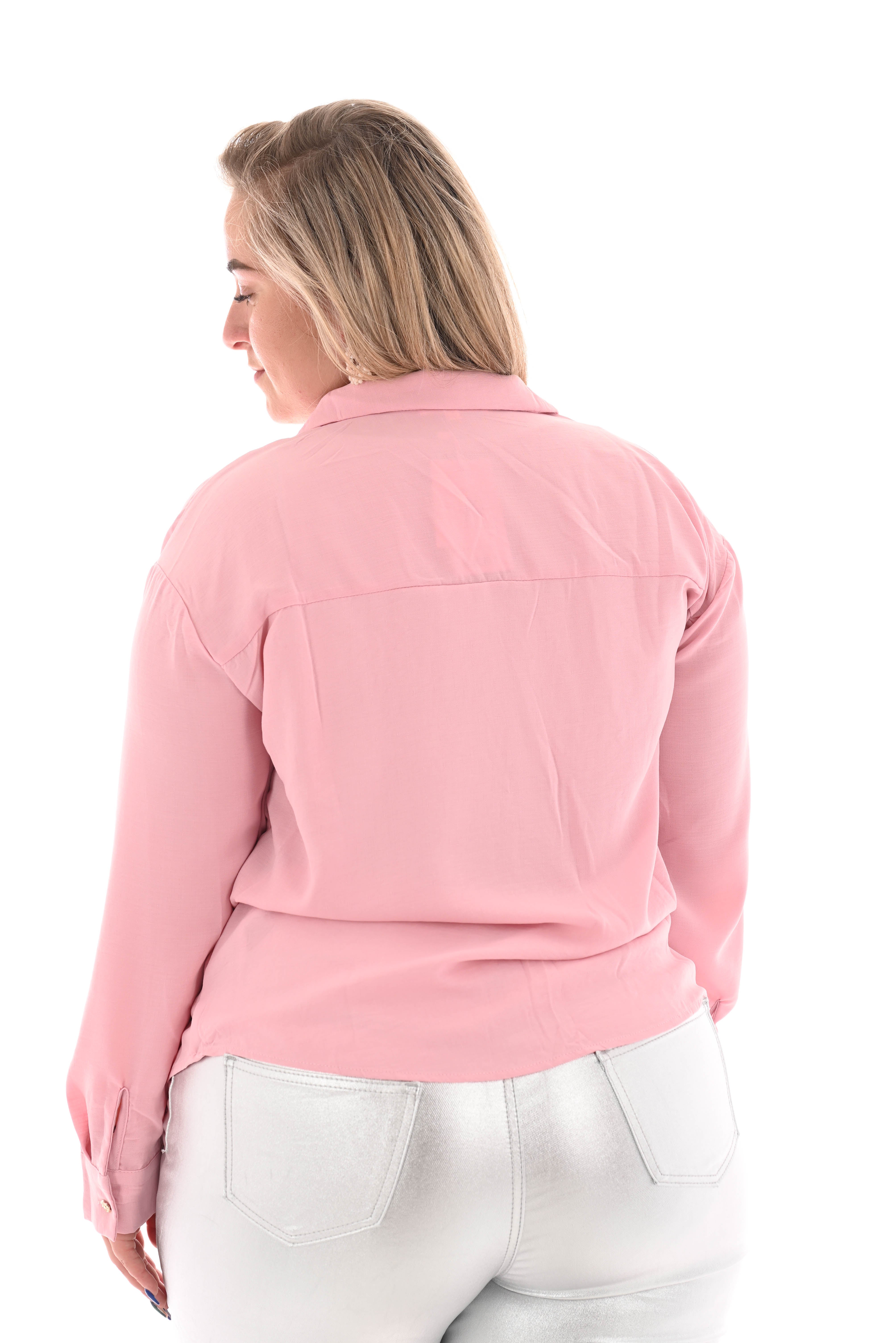 Blouse kanten v-hals roze