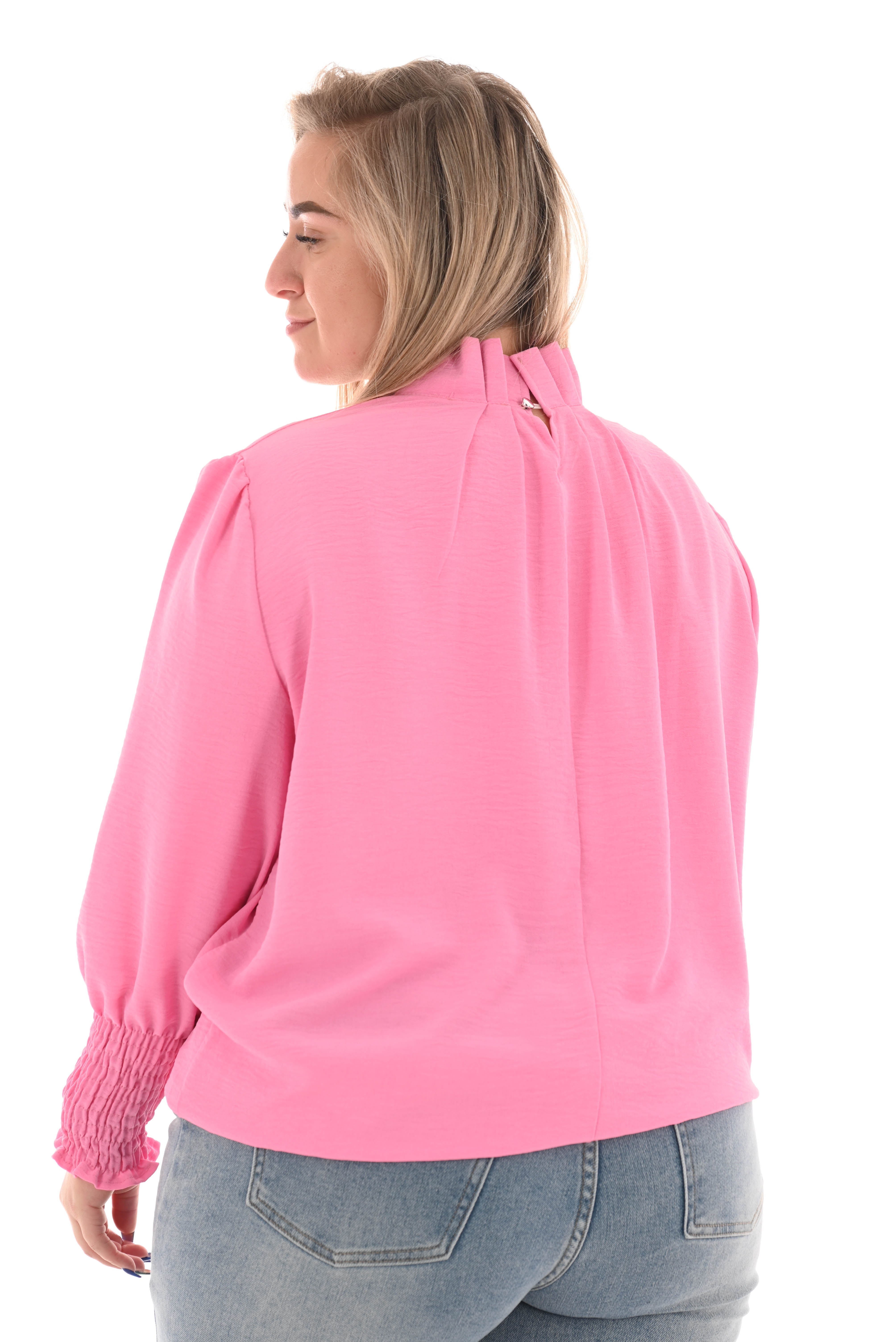 Blouse turtle neck uni roze