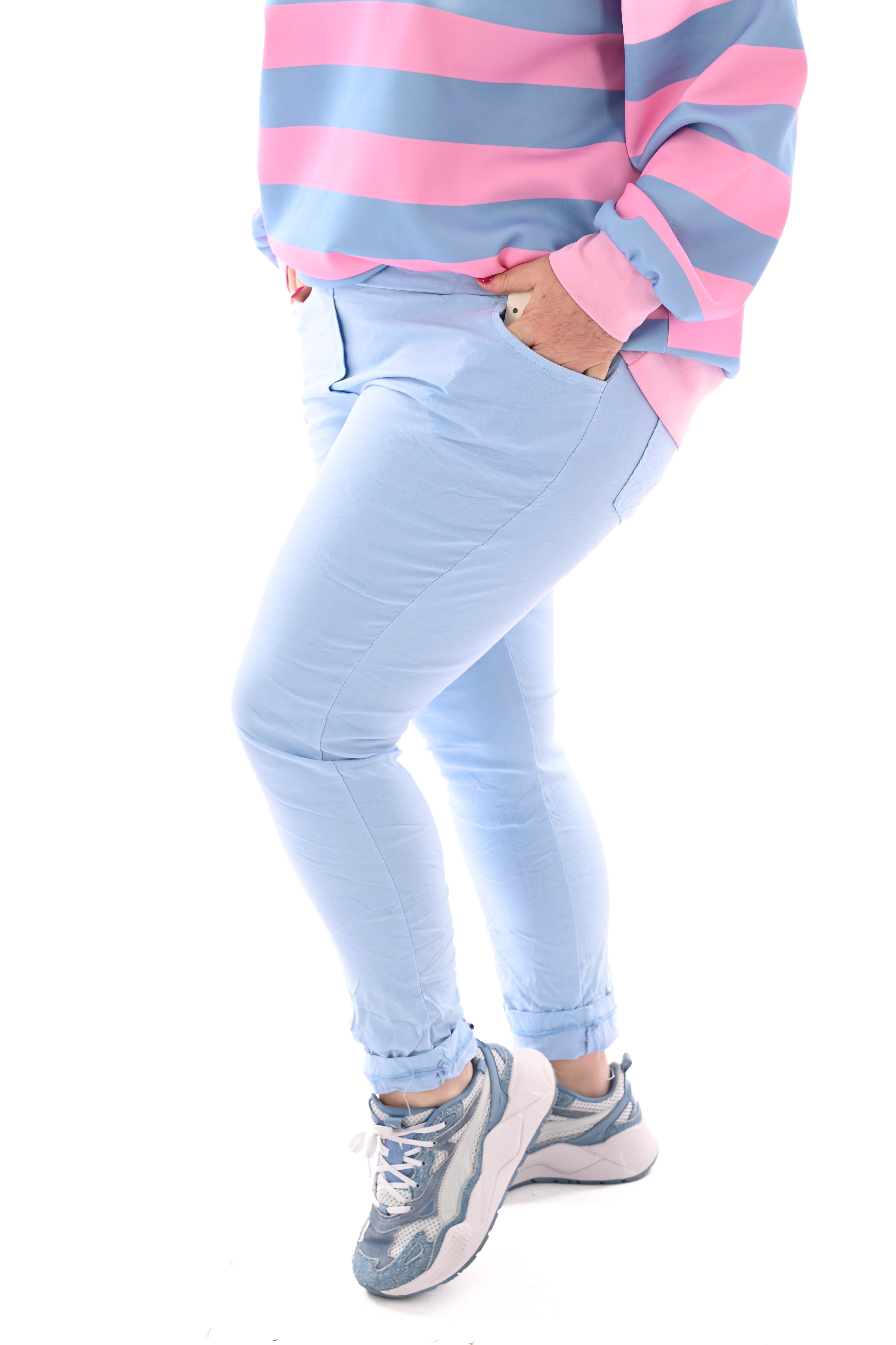 Stretchbroek uni lichtblauw