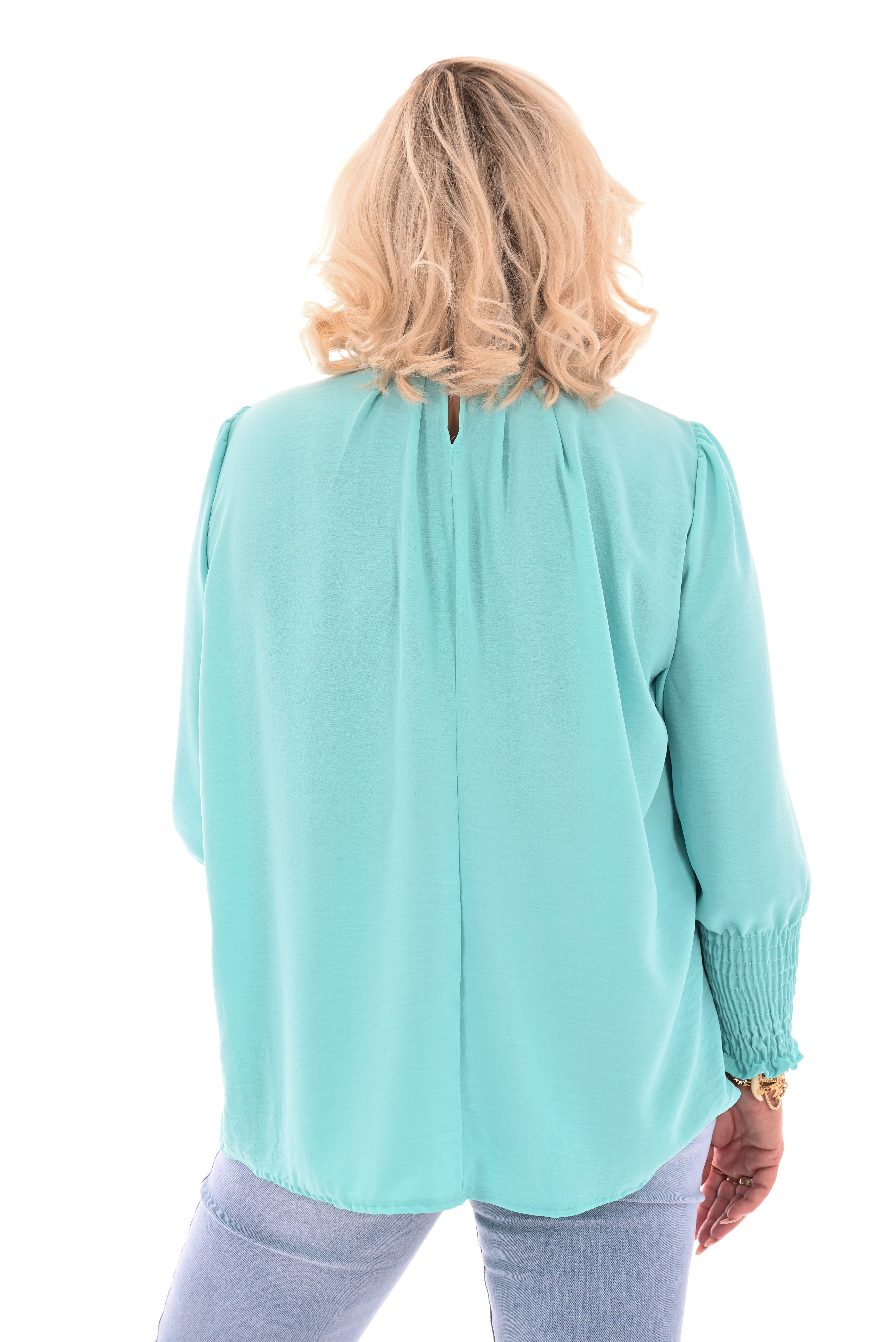 Blouse turtle neck uni turquoise