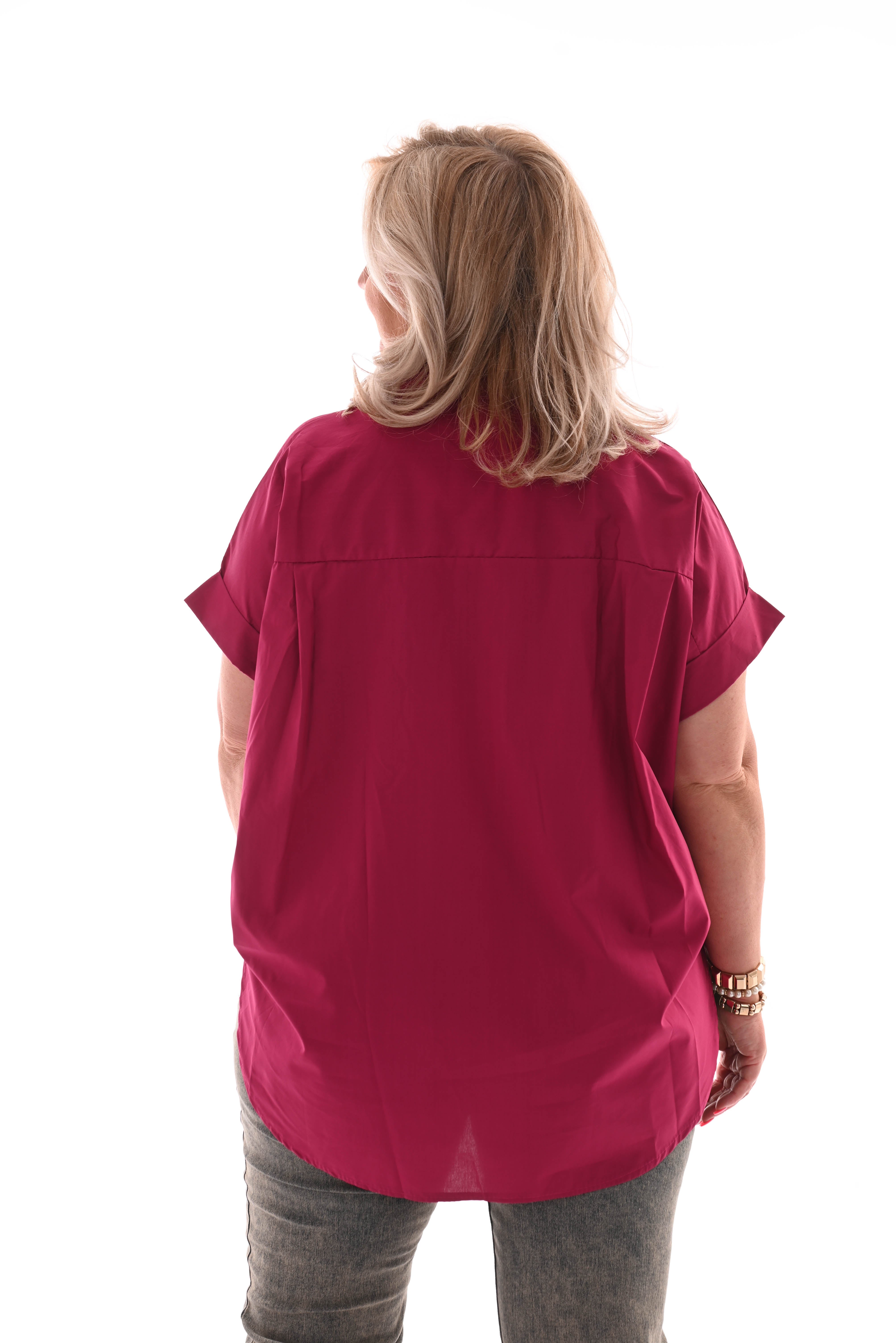 Blouse korte mouwen more amor fuchsia