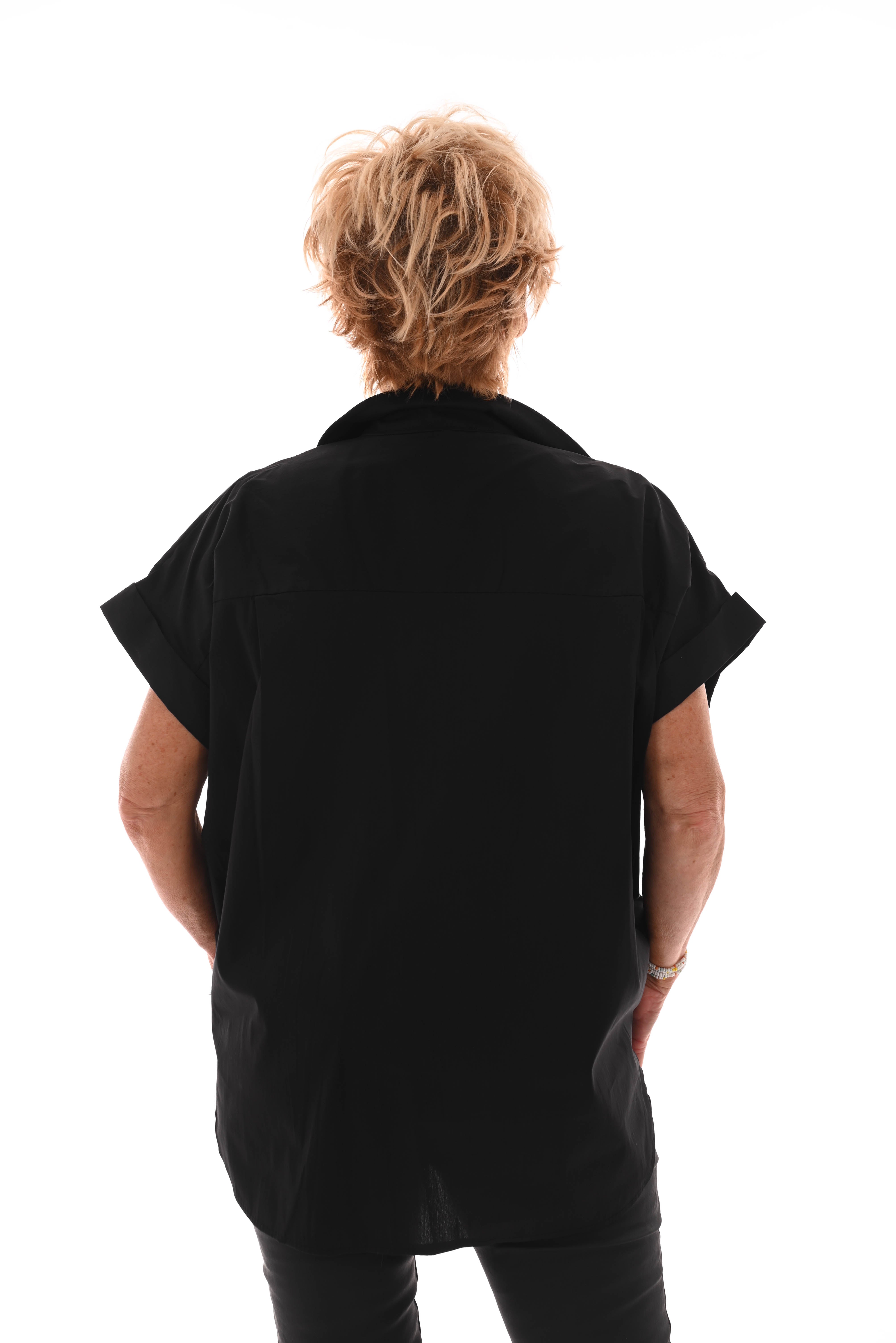 Blouse korte mouwen more amor zwart