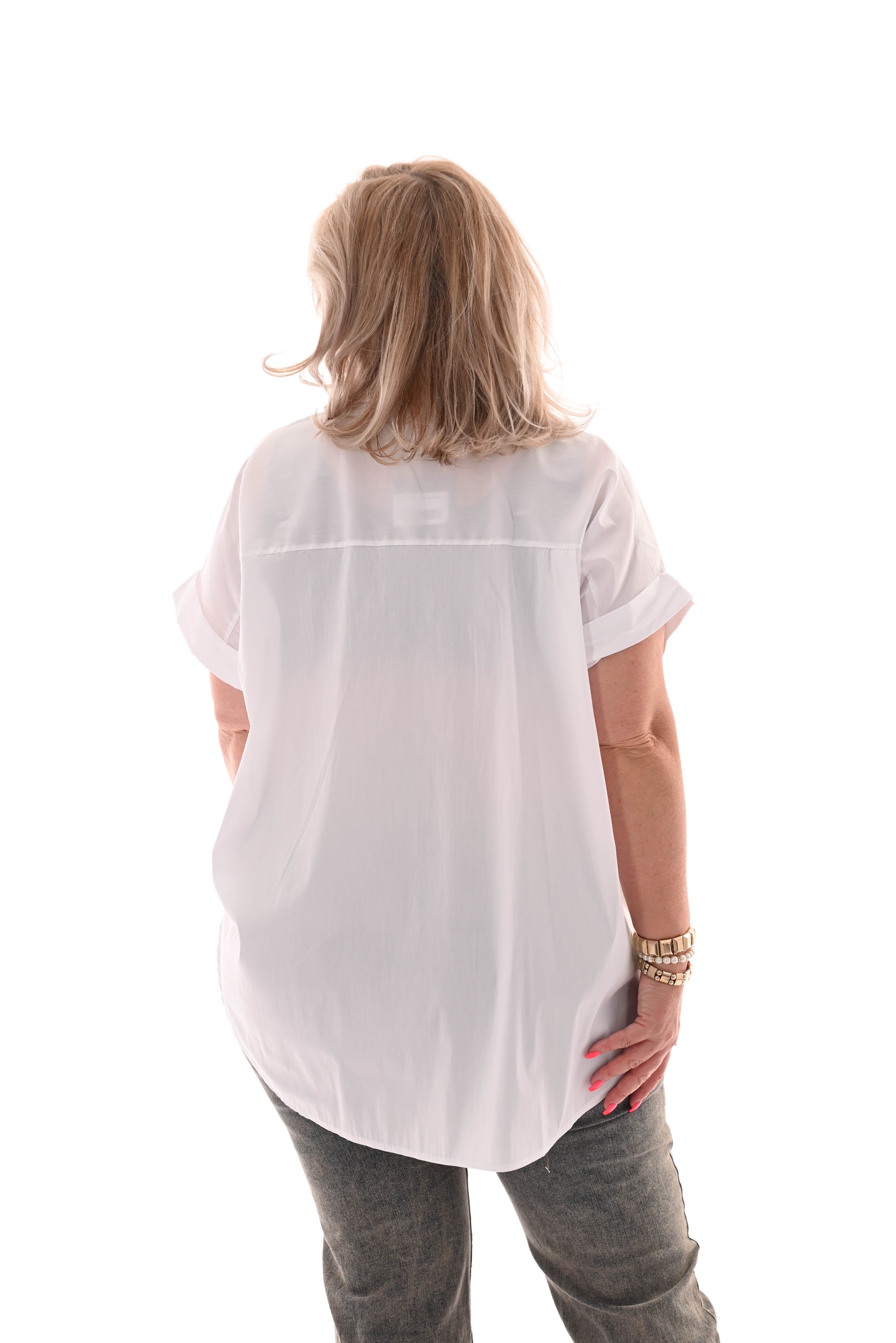 Blouse korte mouwen more amor roomwit