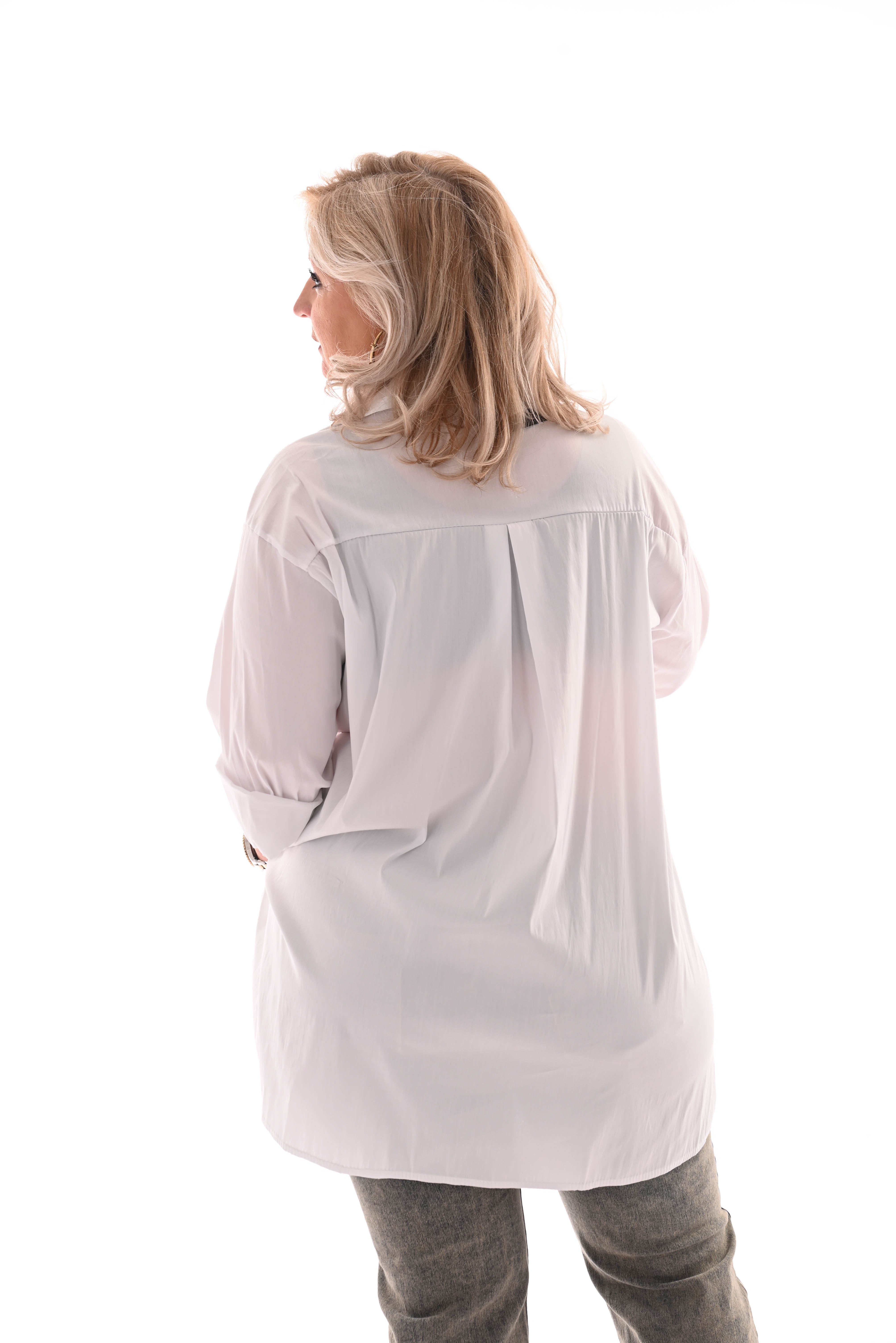 Oversized blouse korte mouwen minmin roomwit