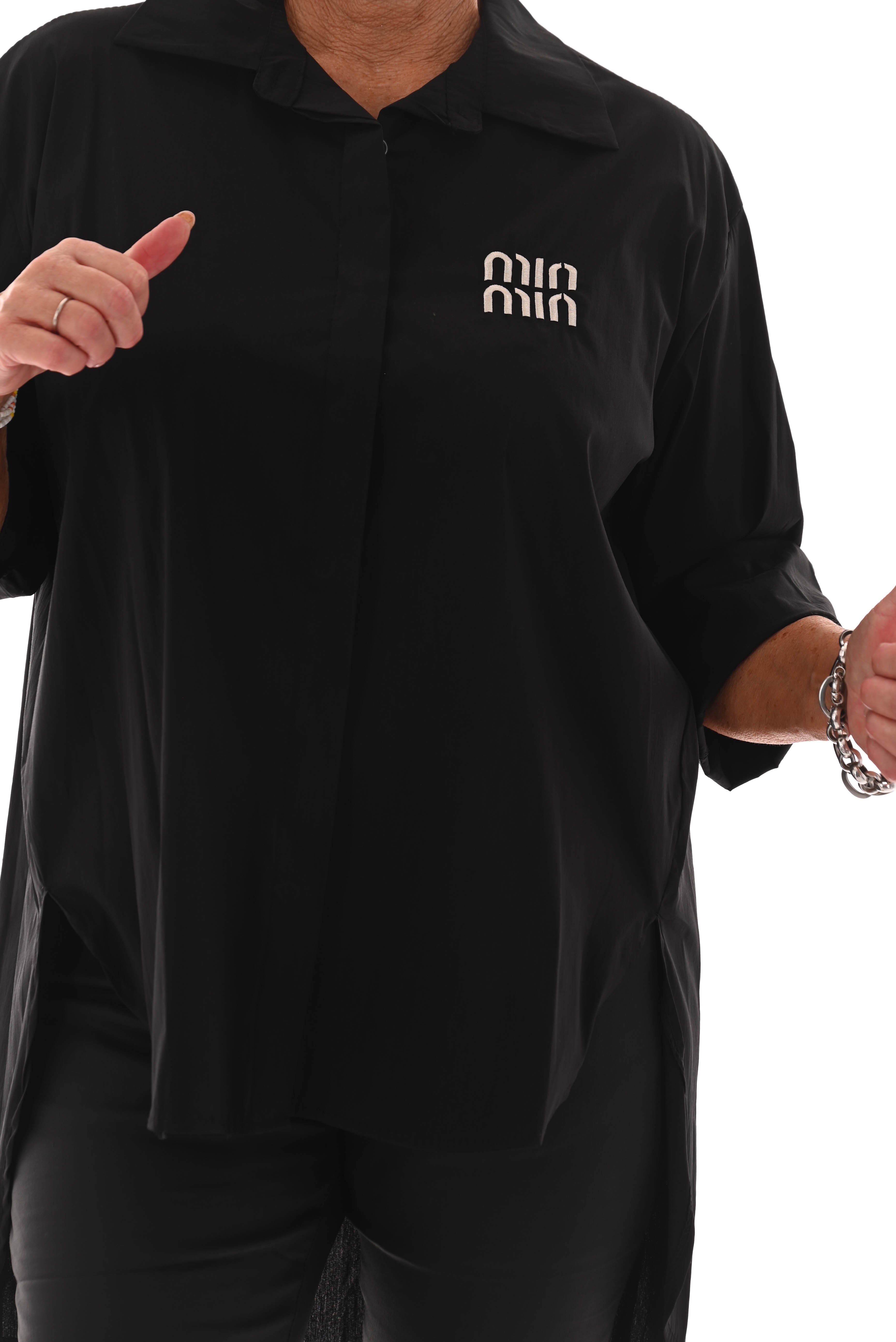 Oversized blouse korte mouwen minmin zwart