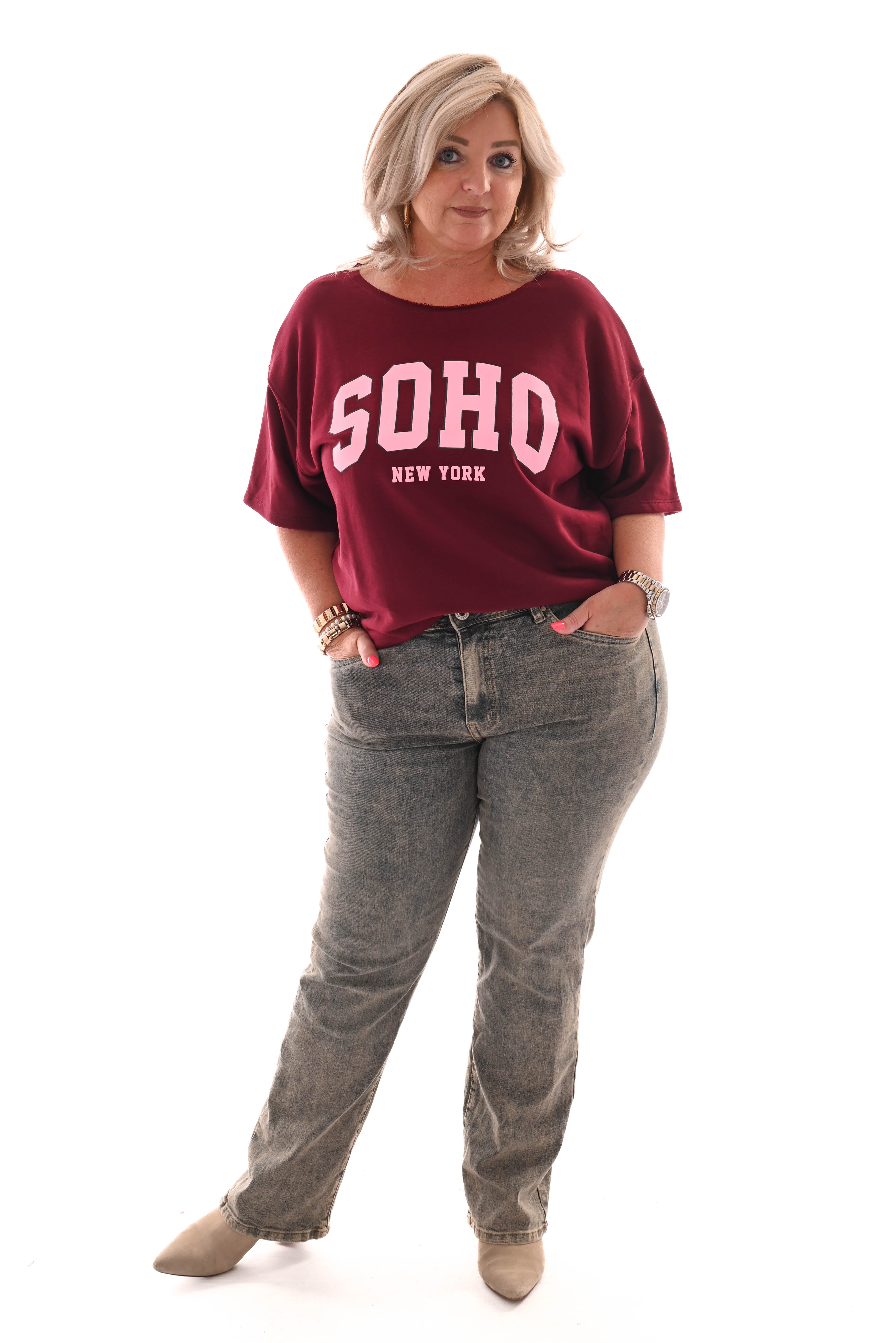 Sweater korte mouwen soho bordeaux