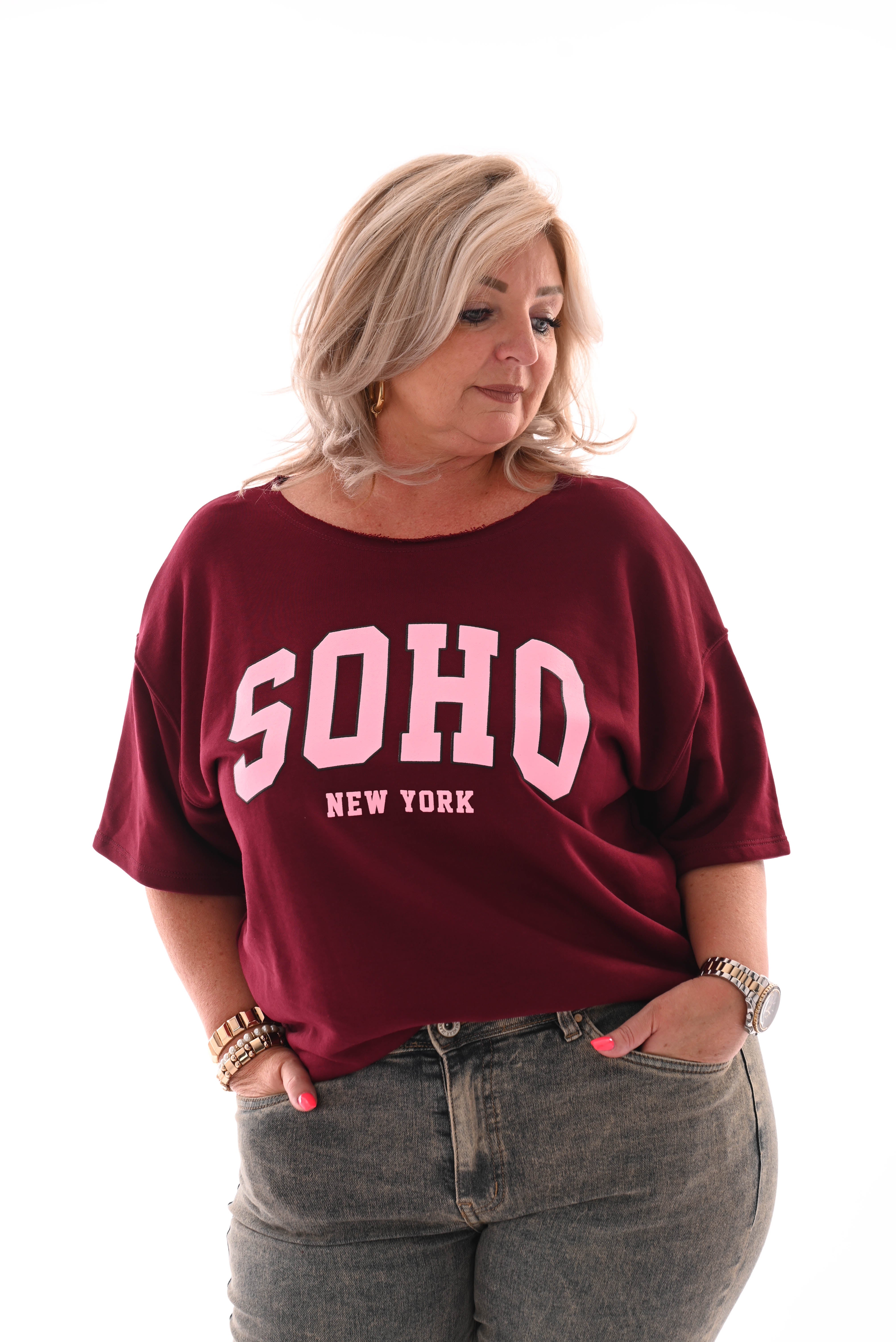 Sweater korte mouwen soho bordeaux