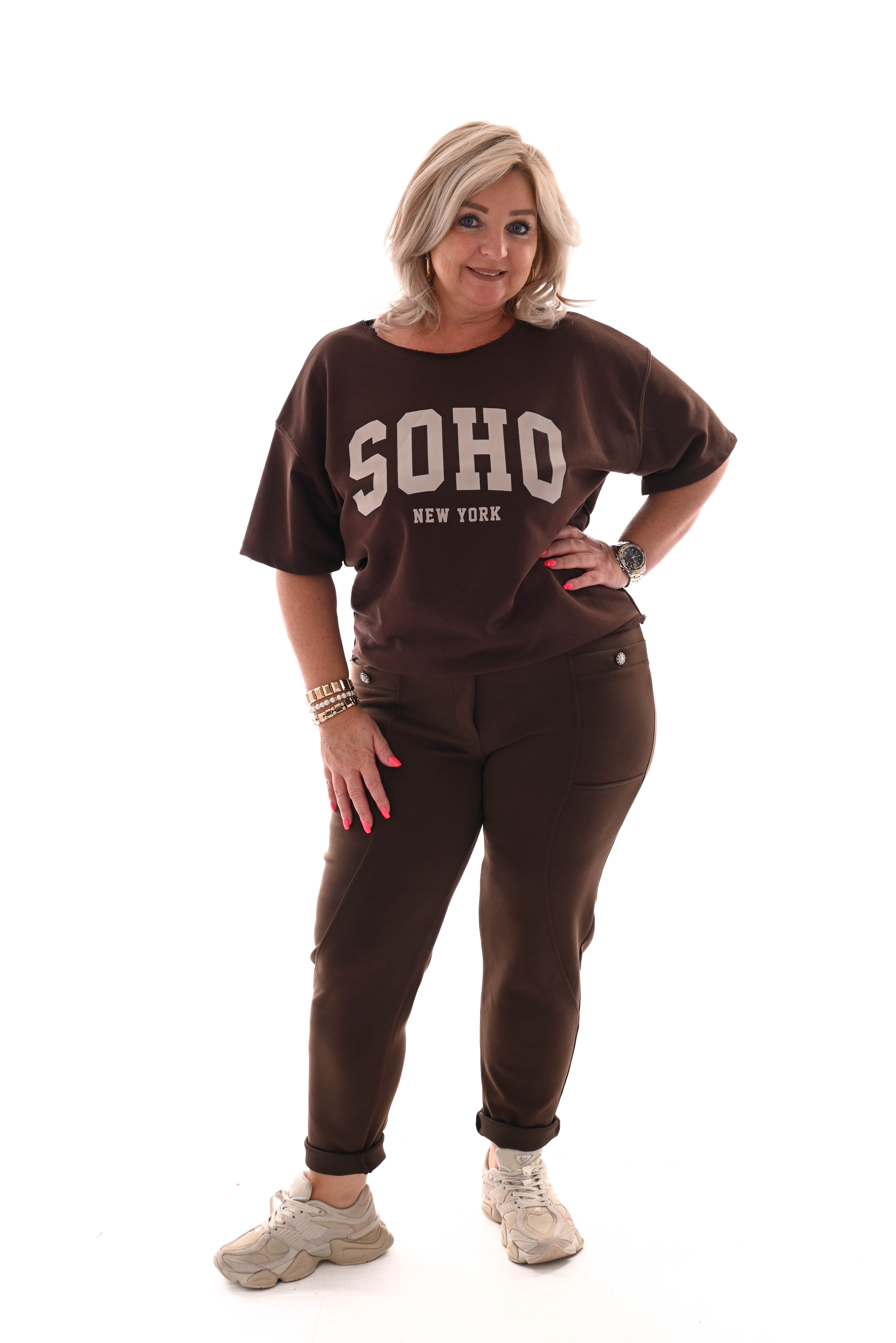 Sweater korte mouwen soho donkerbruin