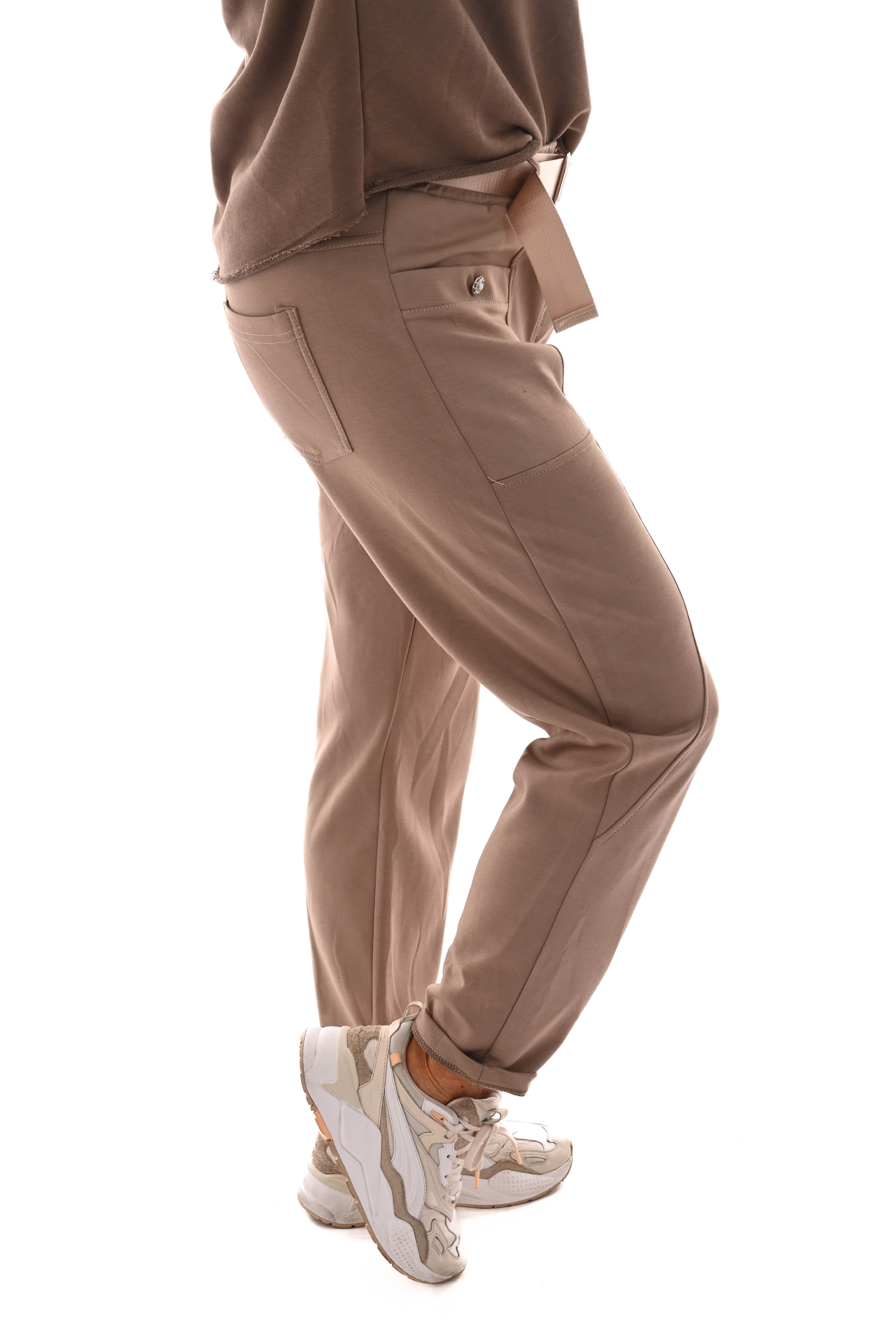 Jogger uni met grote zakken lichtbruin