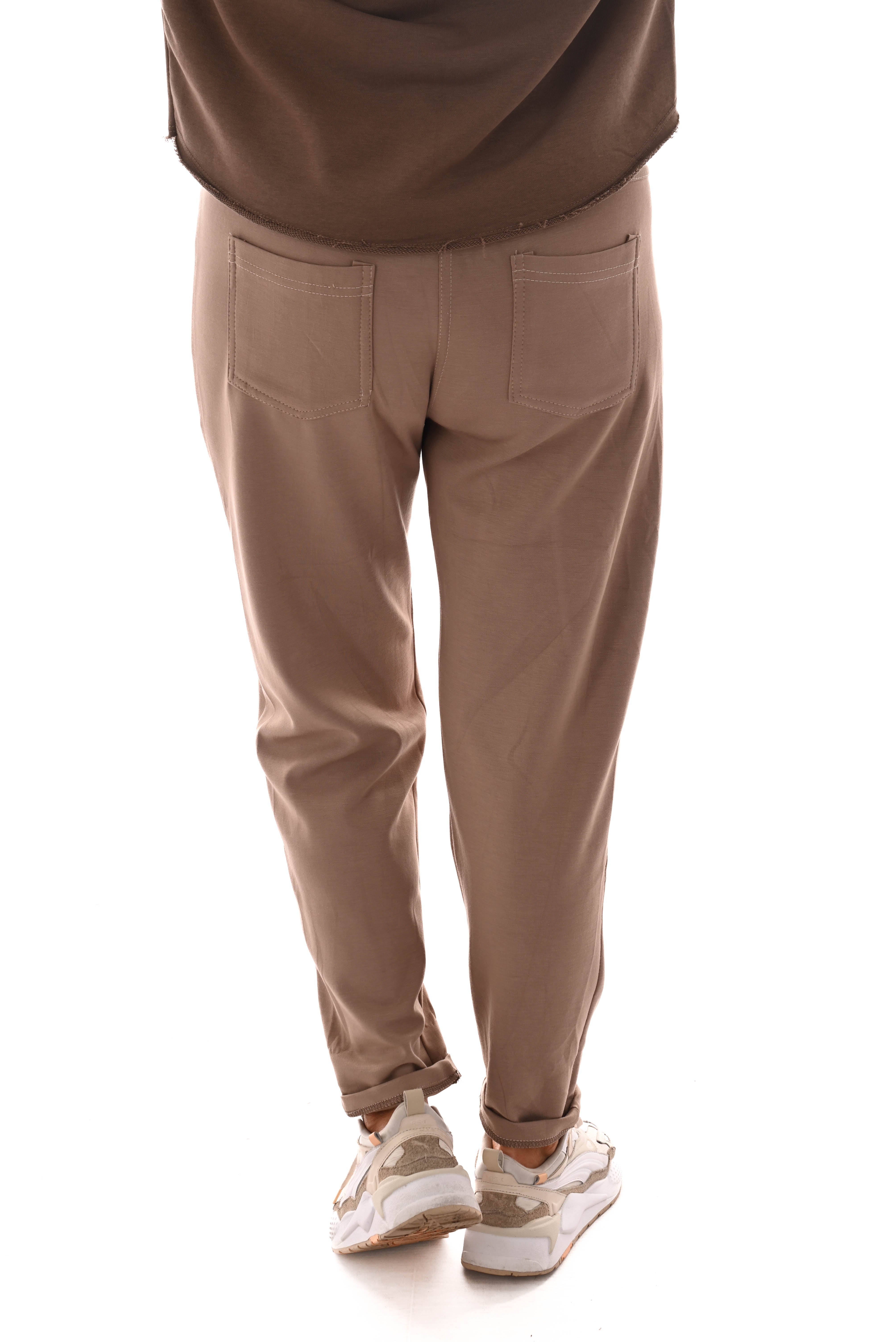 Jogger uni met grote zakken lichtbruin
