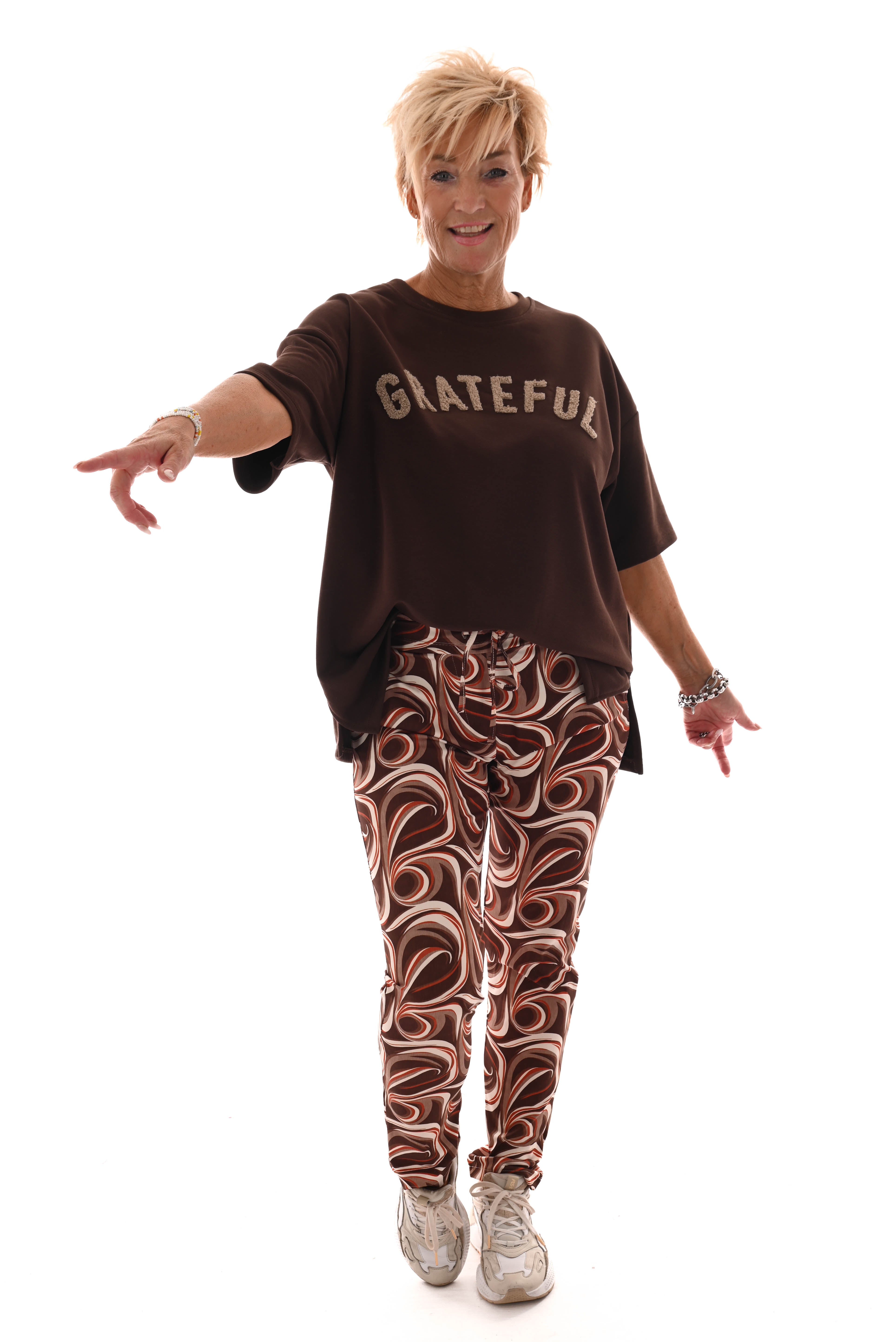 Travel broek swirl bruin/brique