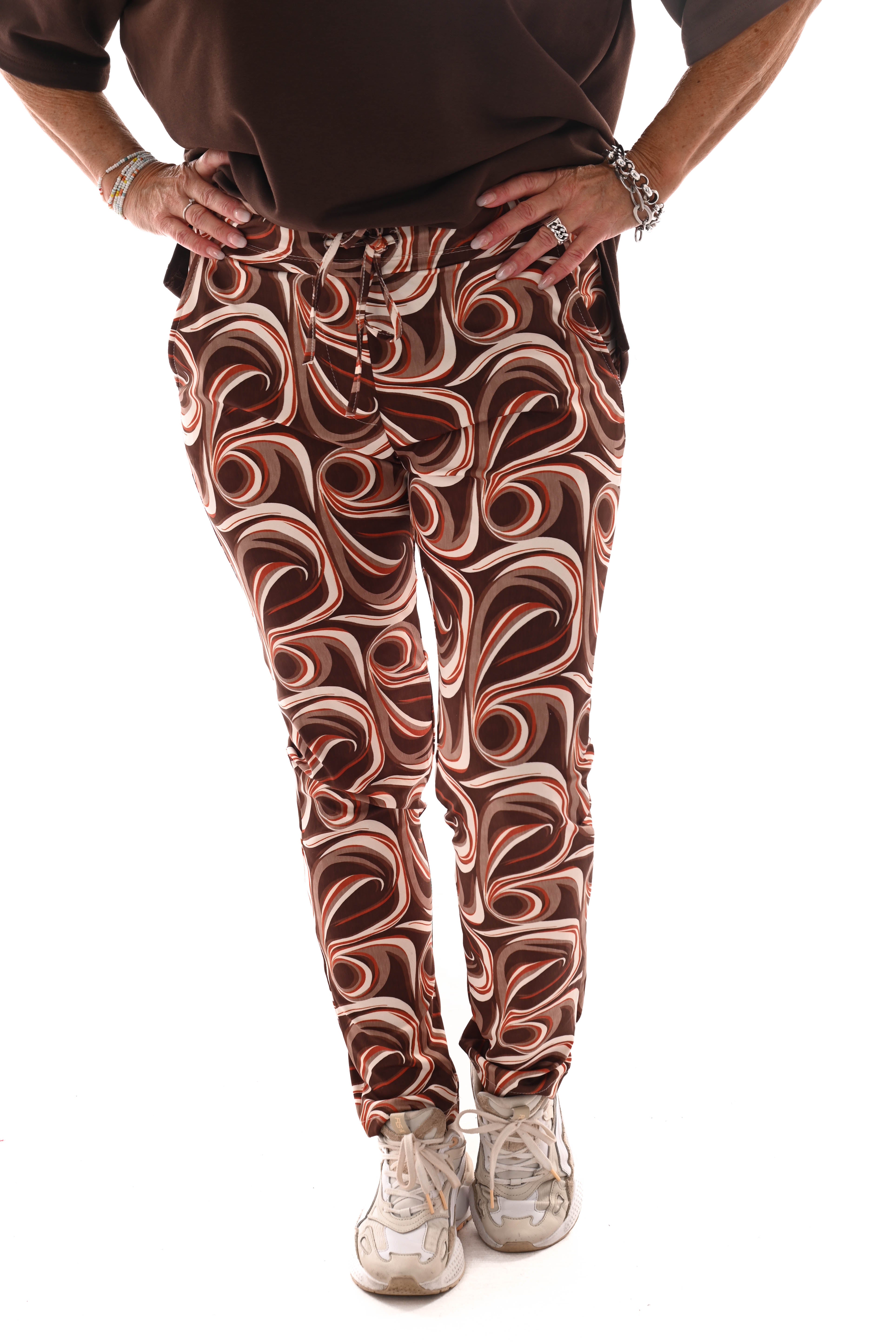 Travel broek swirl bruin/brique