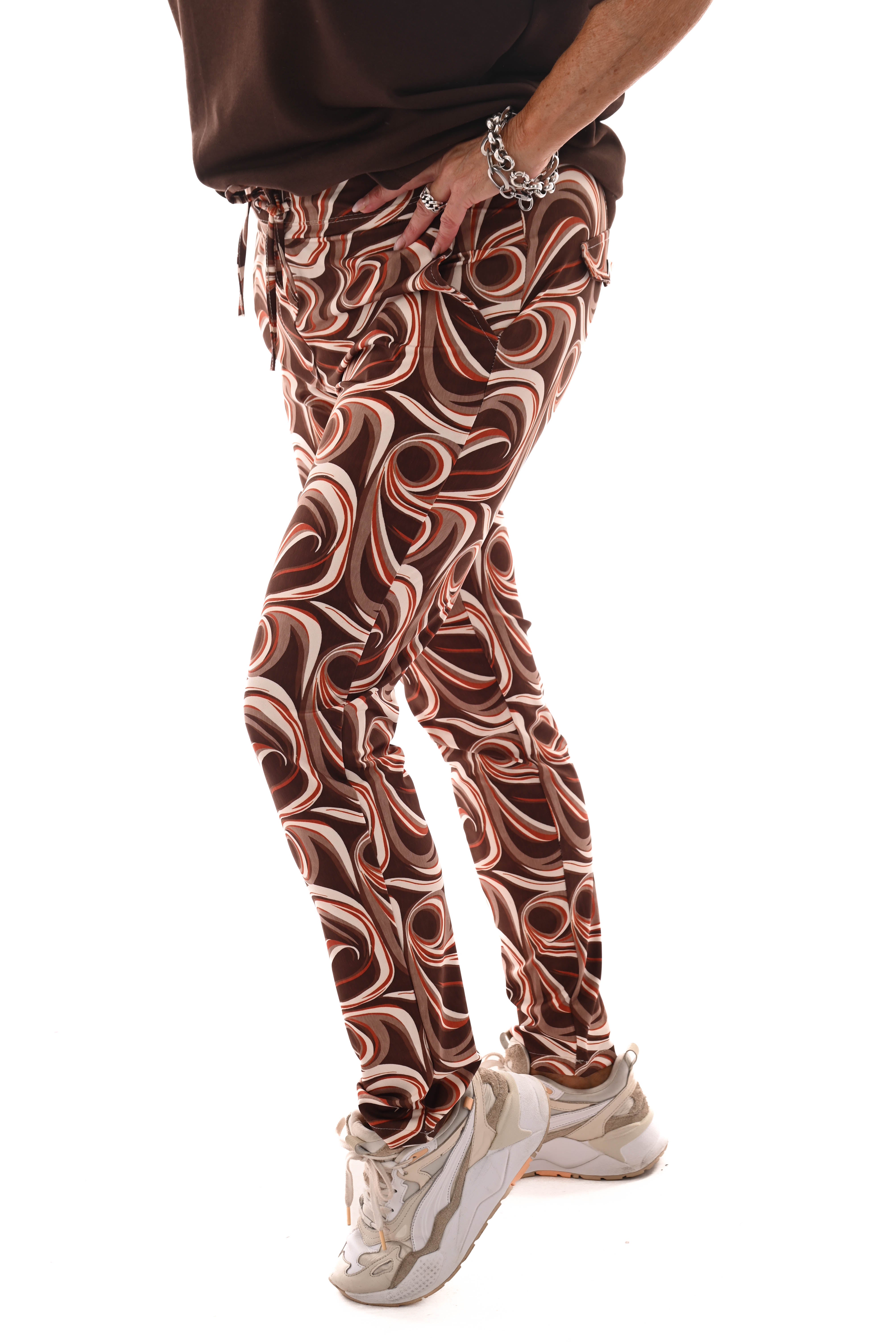 Travel broek swirl bruin/brique