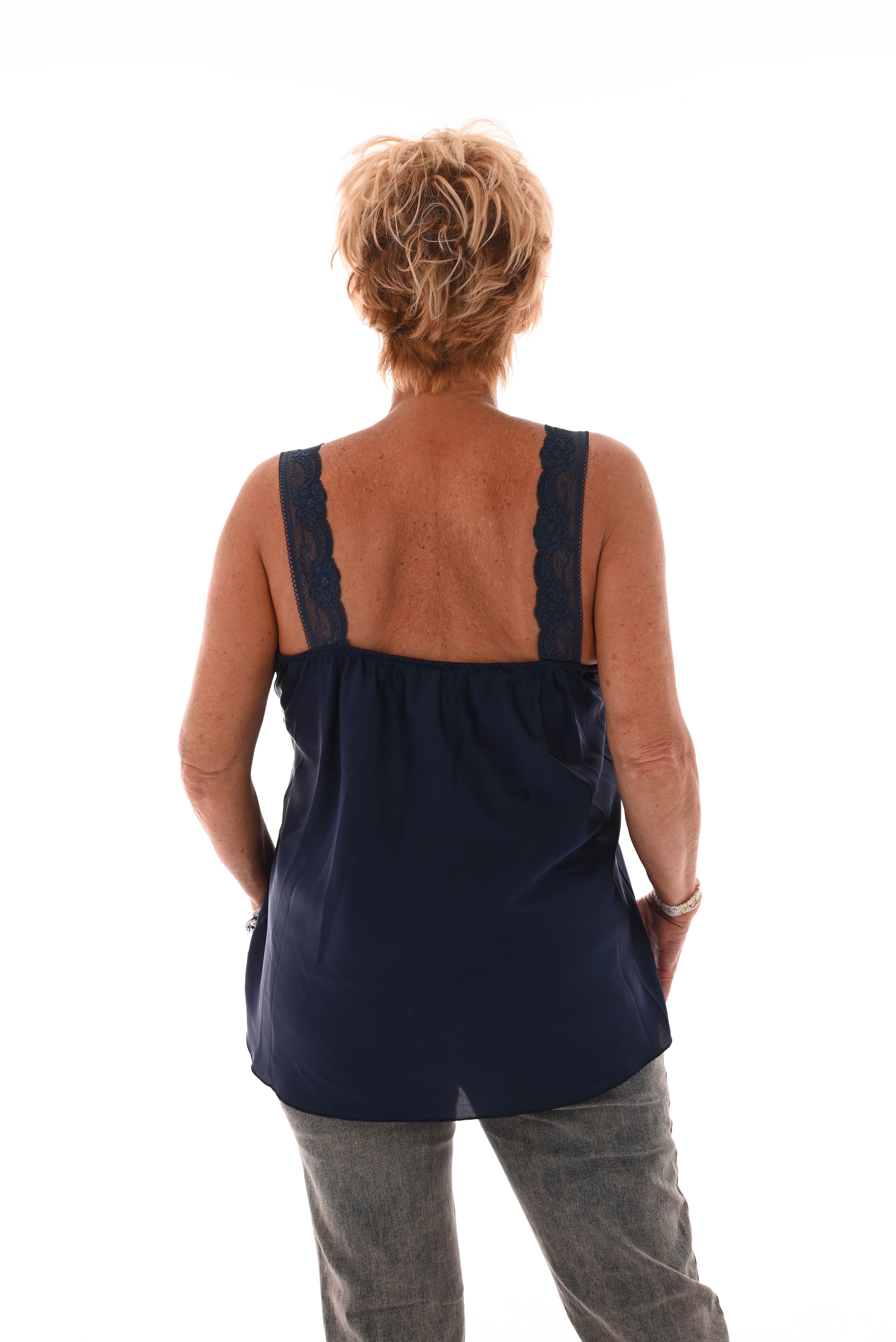 Hemdje kanten bandjes marineblauw