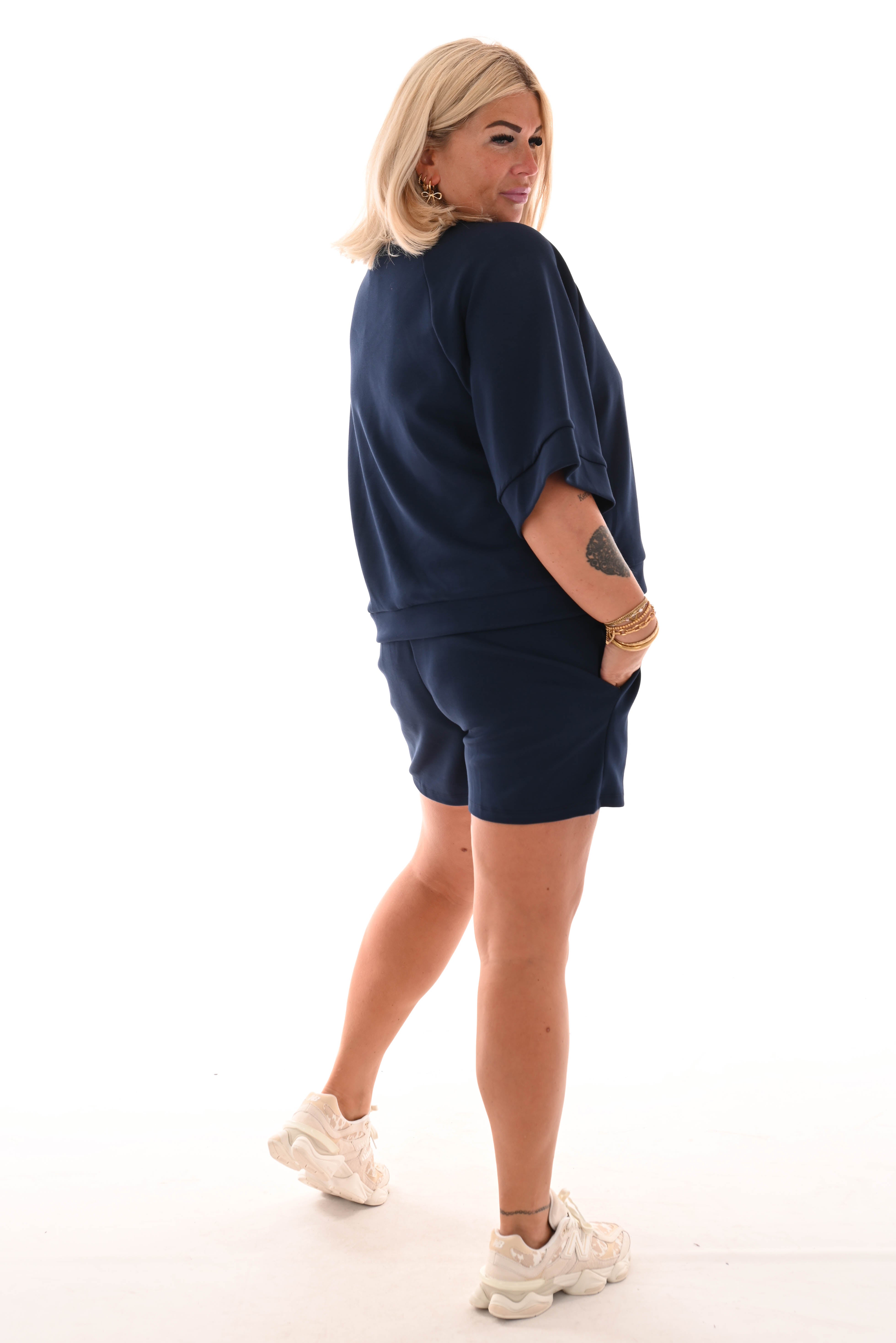 Twin set applicatie short marineblauw