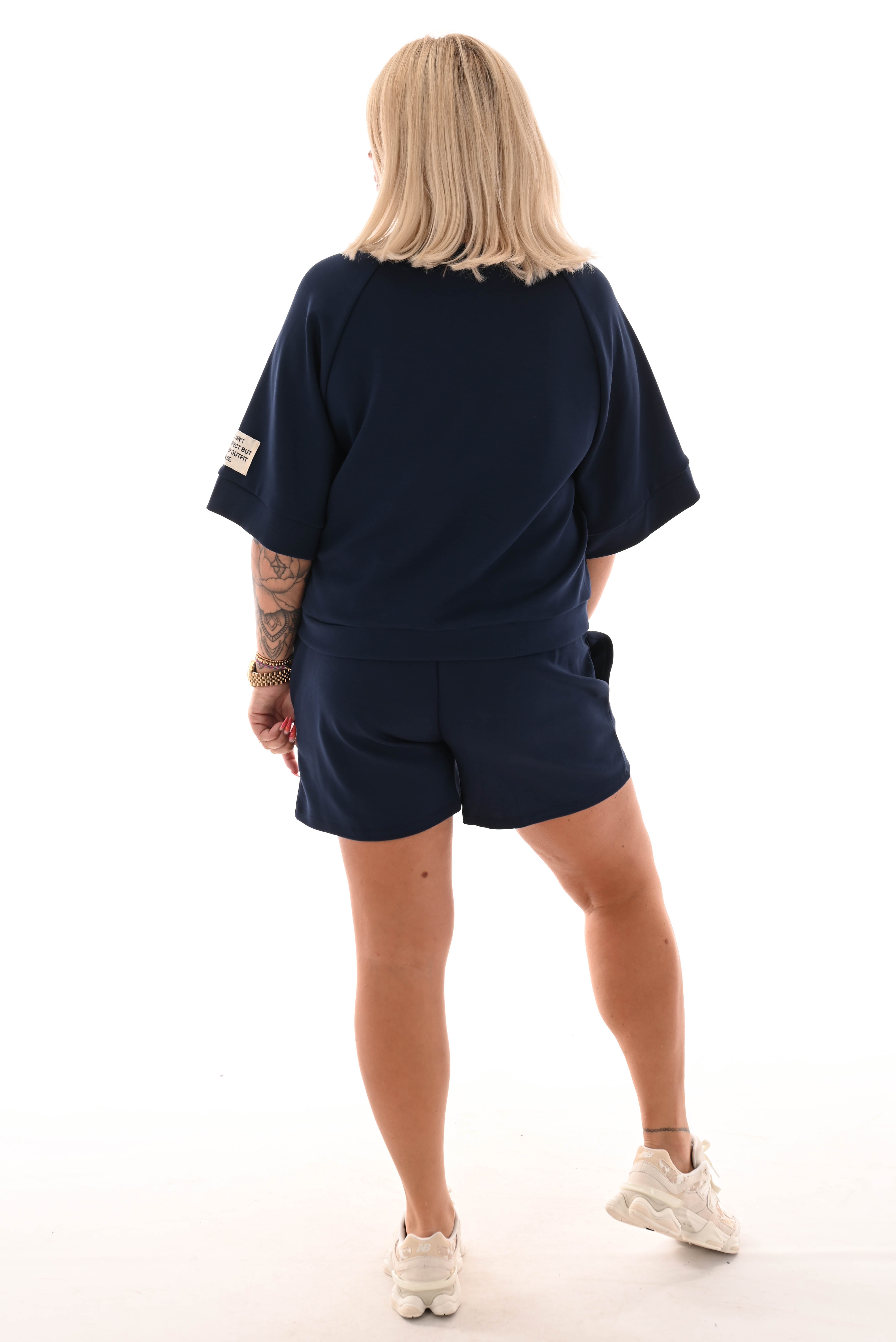 Twin set applicatie short marineblauw