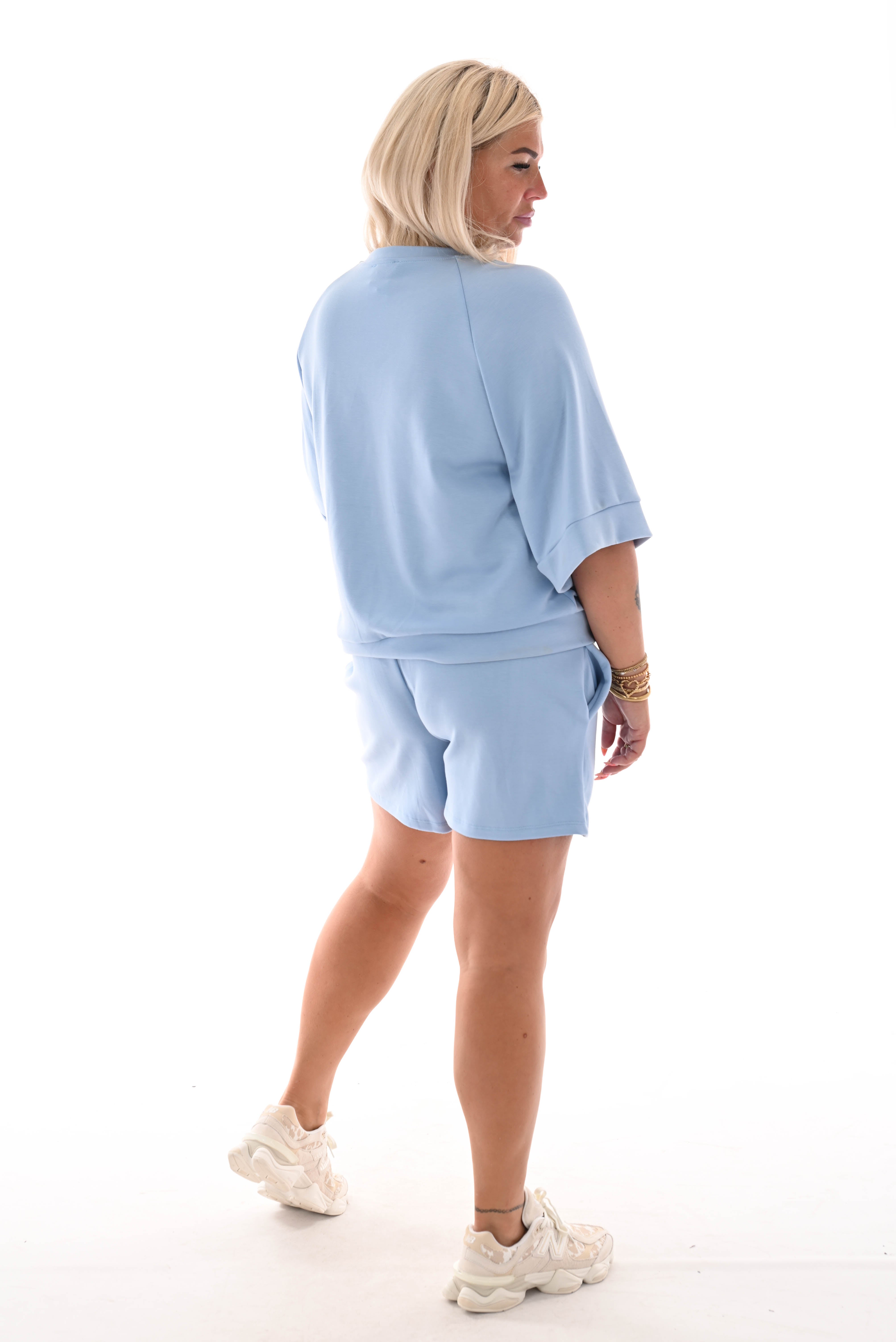 Twin set applicatie short lichtblauw