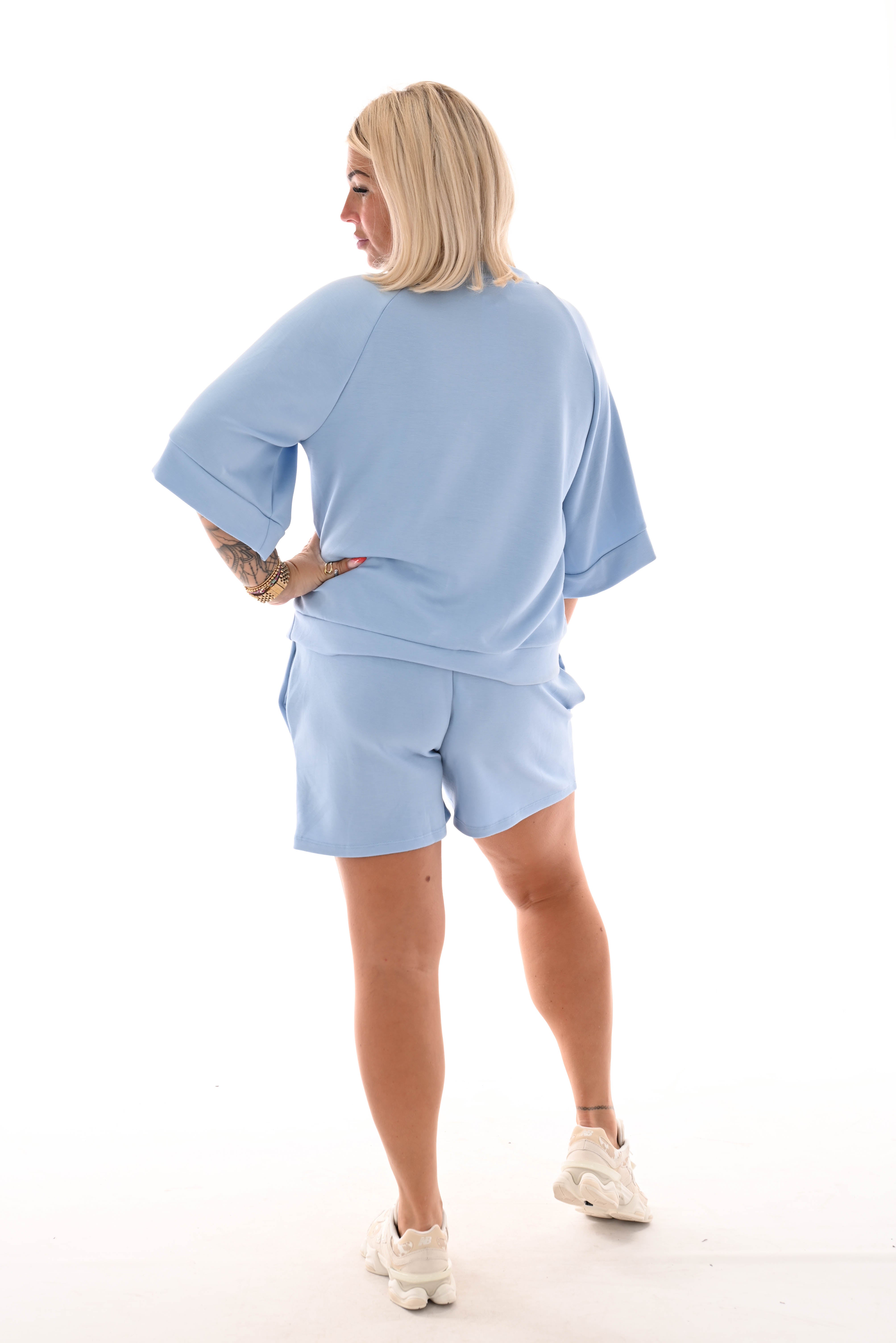 Twin set applicatie short lichtblauw