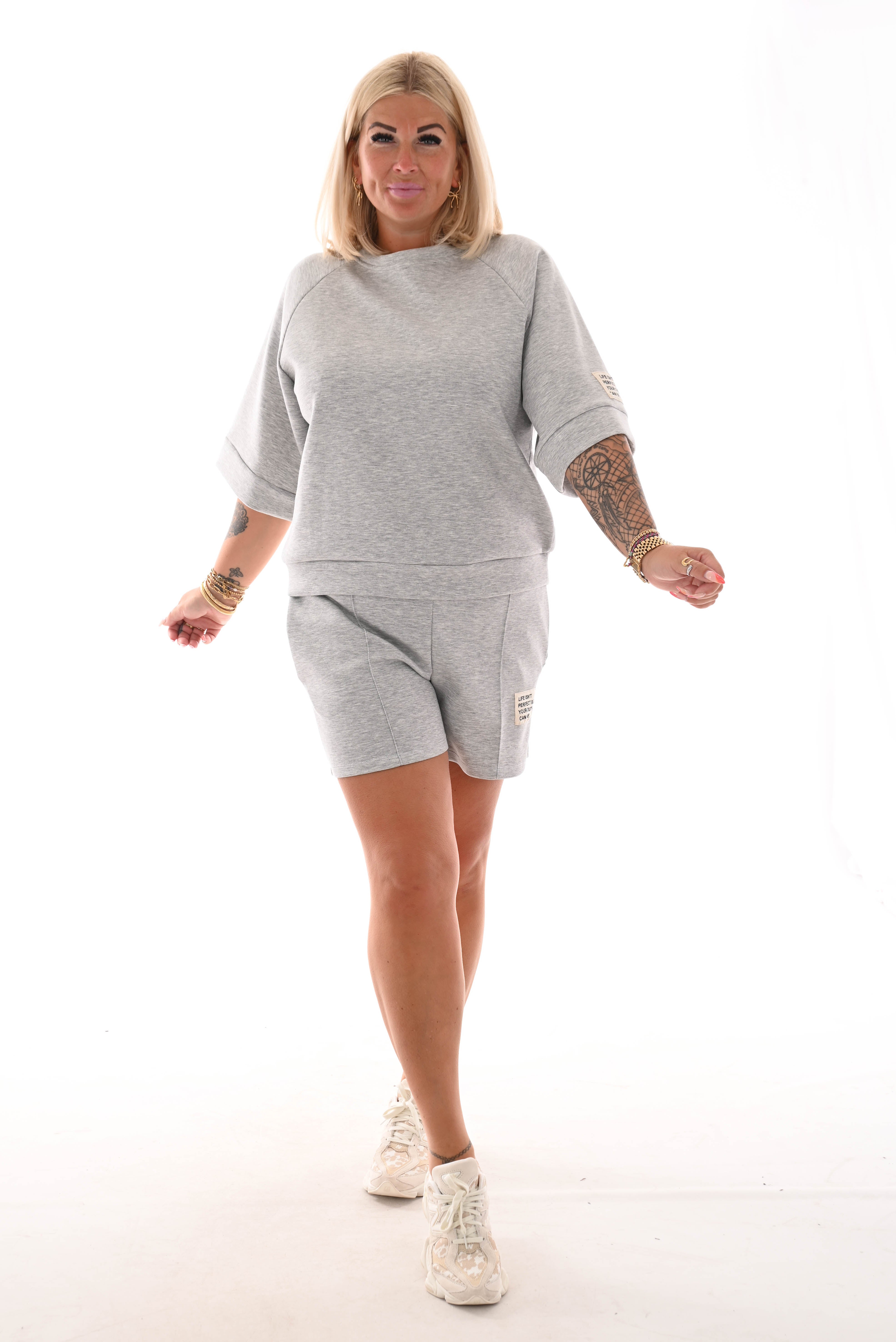 Twin set applicatie short grijs