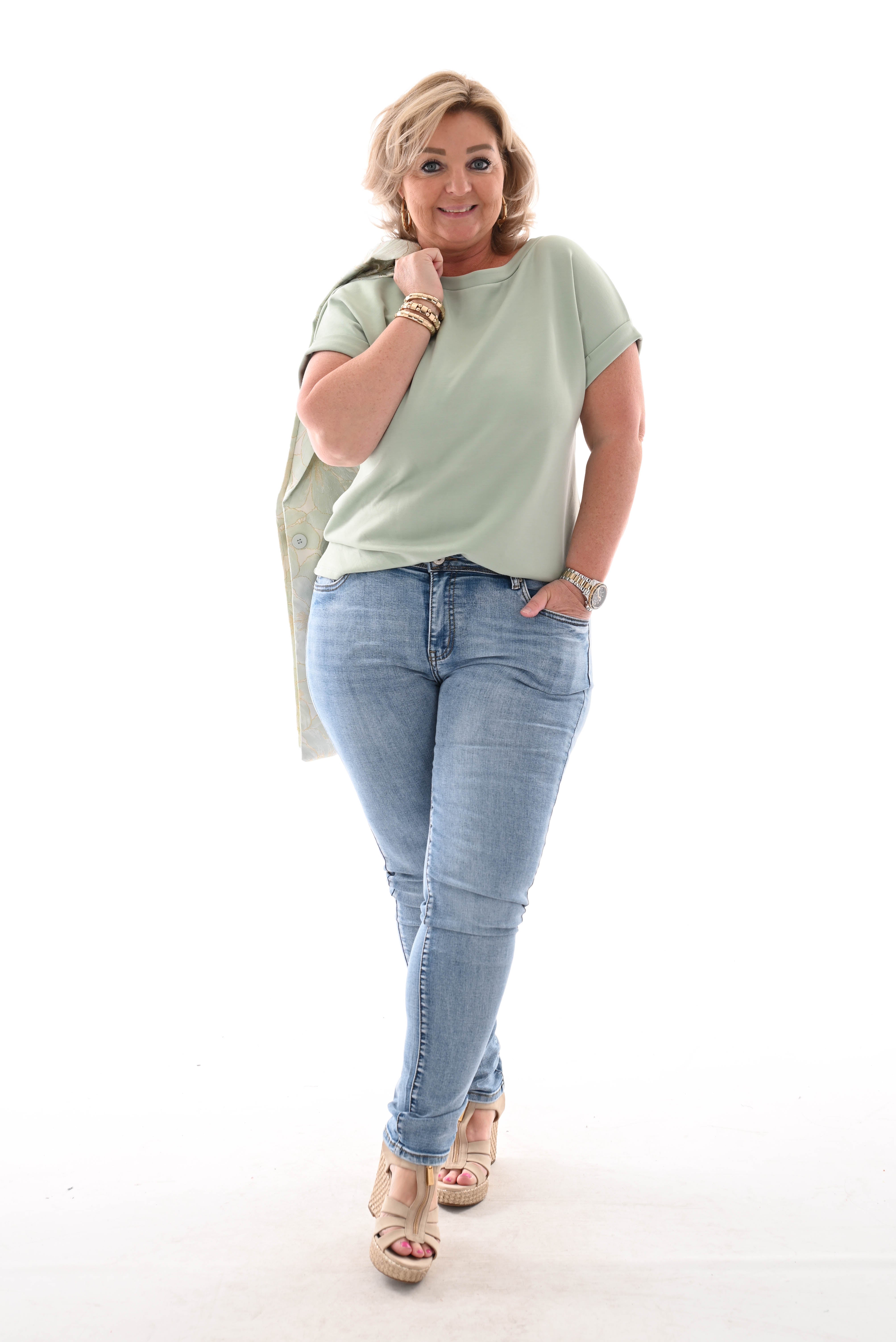Shirt korte mouwen uni lichtgroen