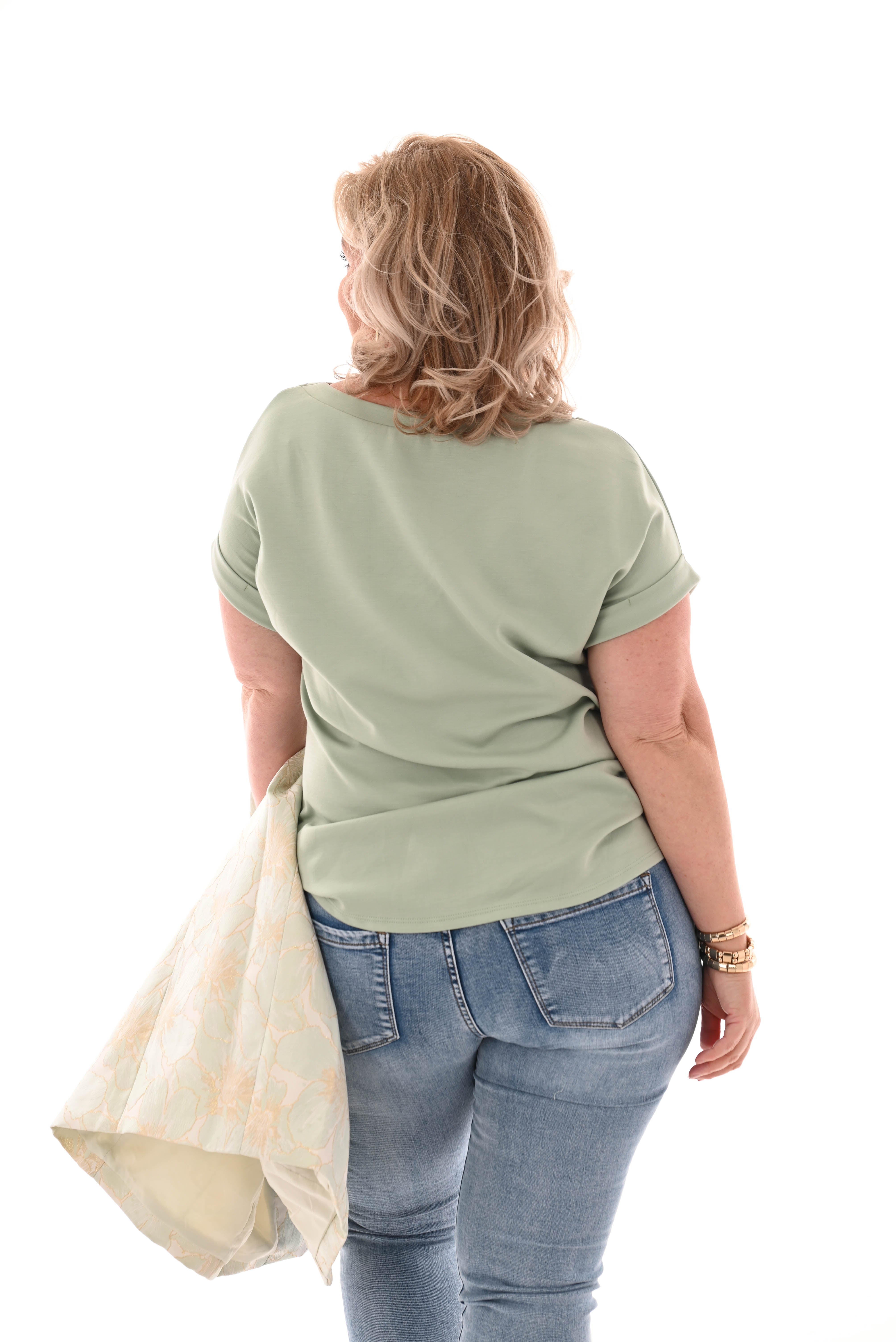 Shirt korte mouwen uni lichtgroen