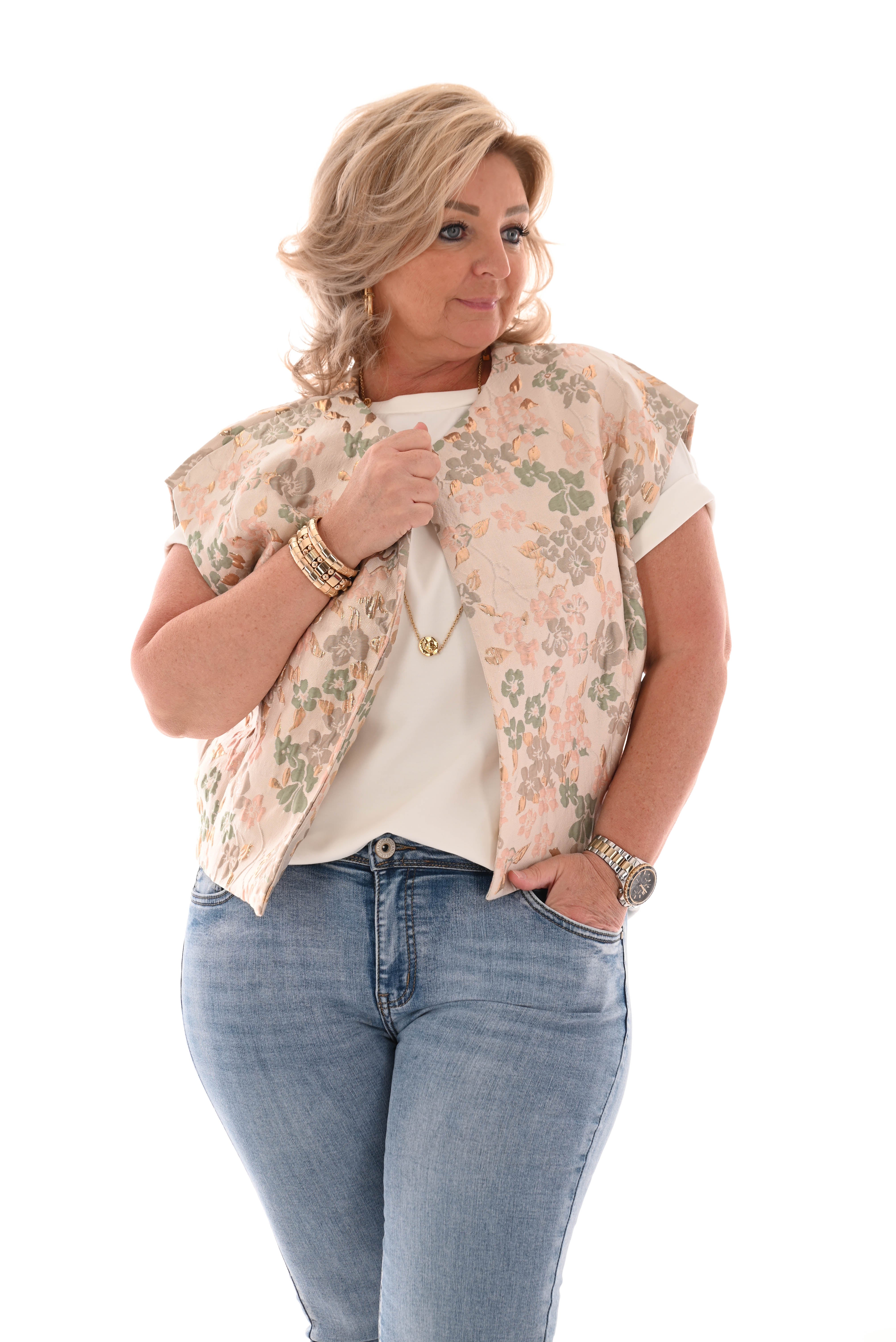 Bomber gilet silky poederroze