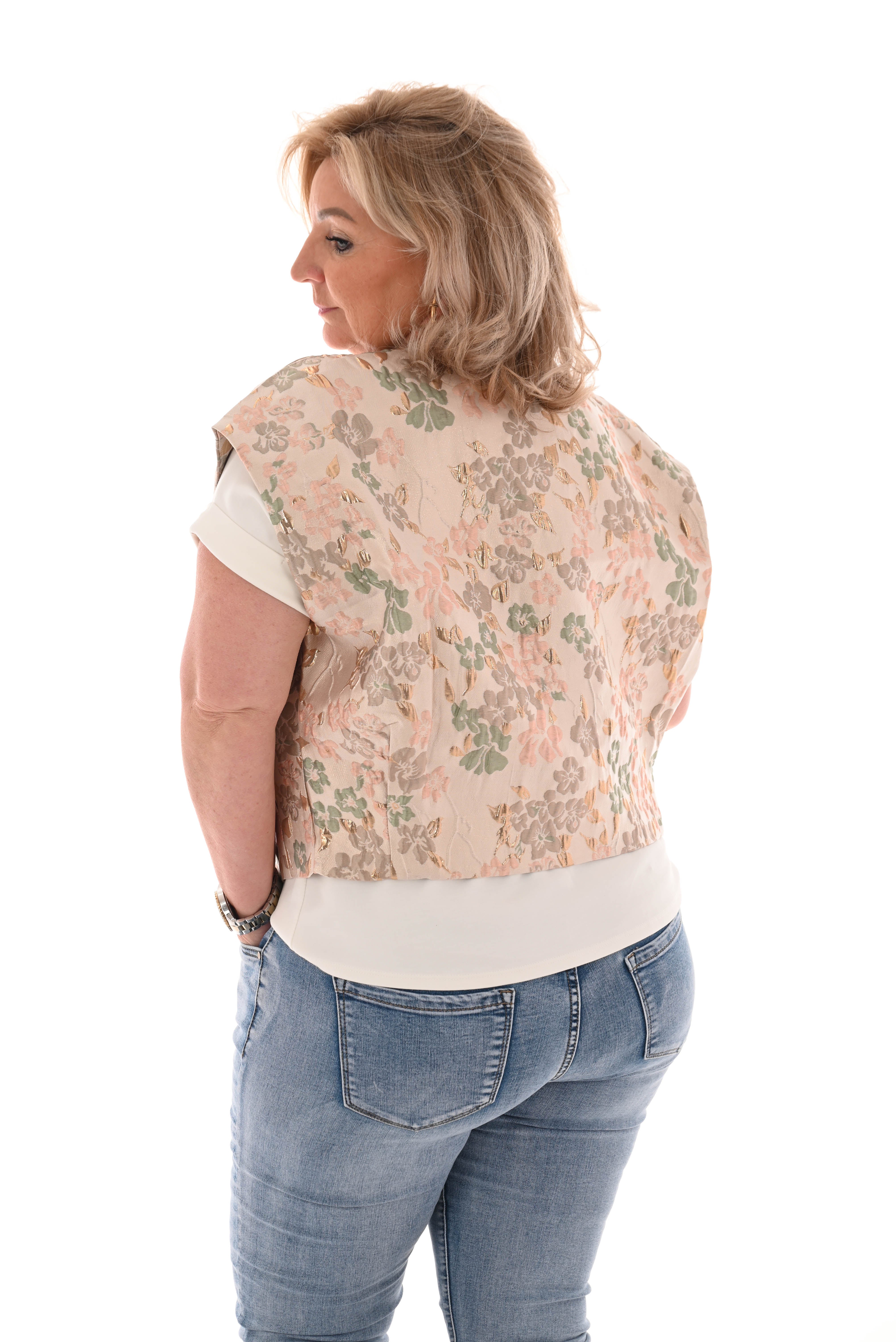 Bomber gilet silky poederroze
