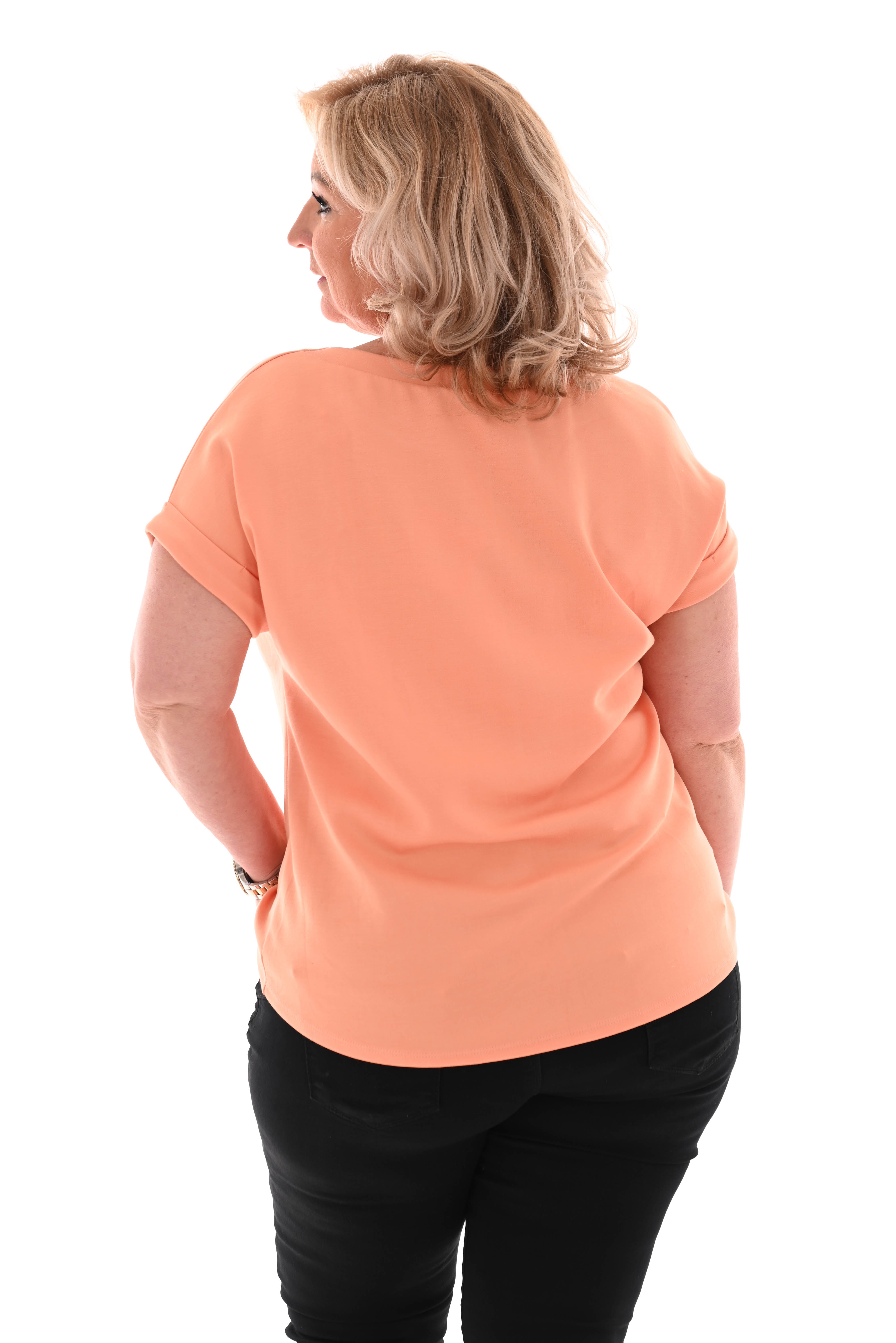 Shirt korte mouwen uni peach