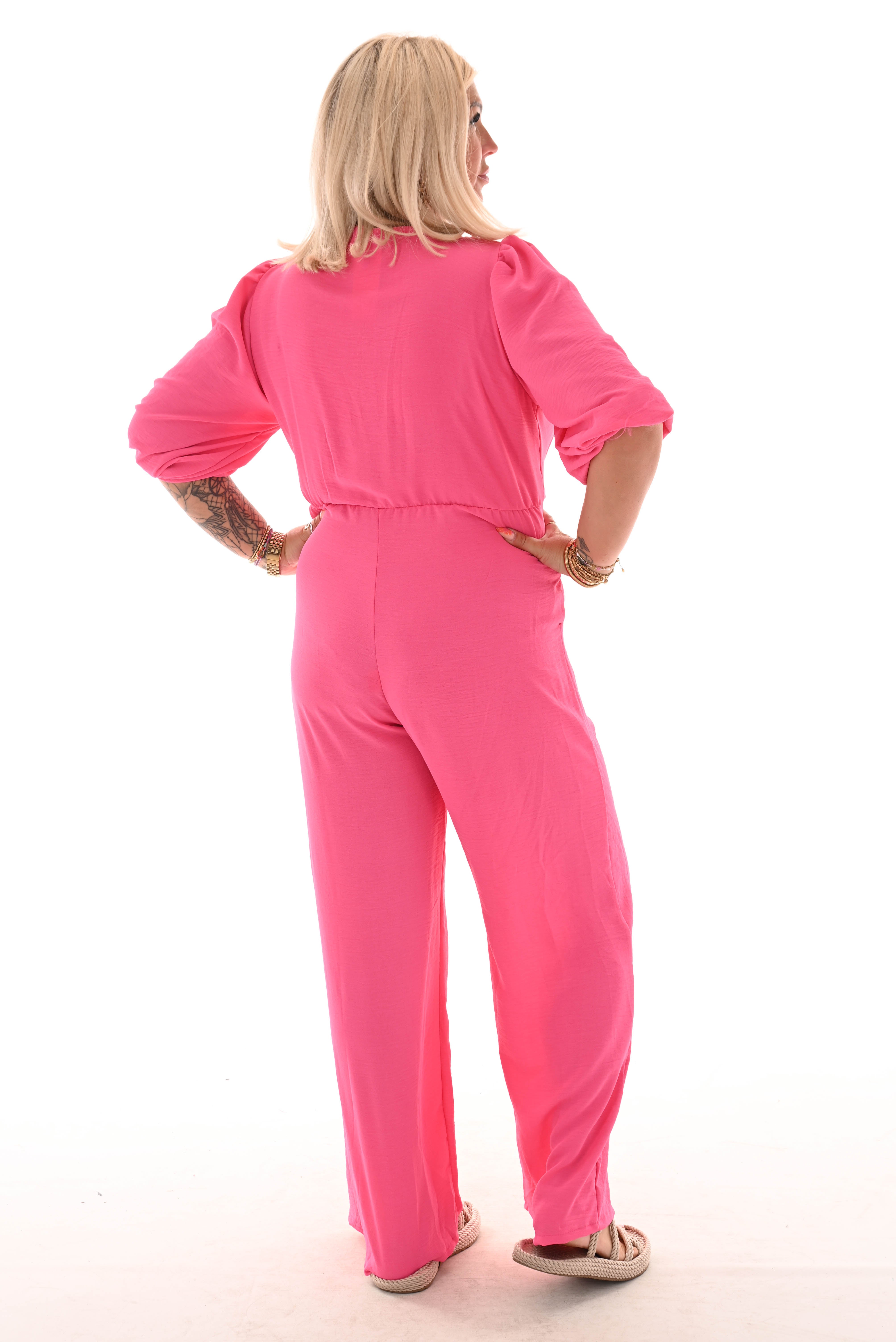 Jumpsuit overslag uni roze