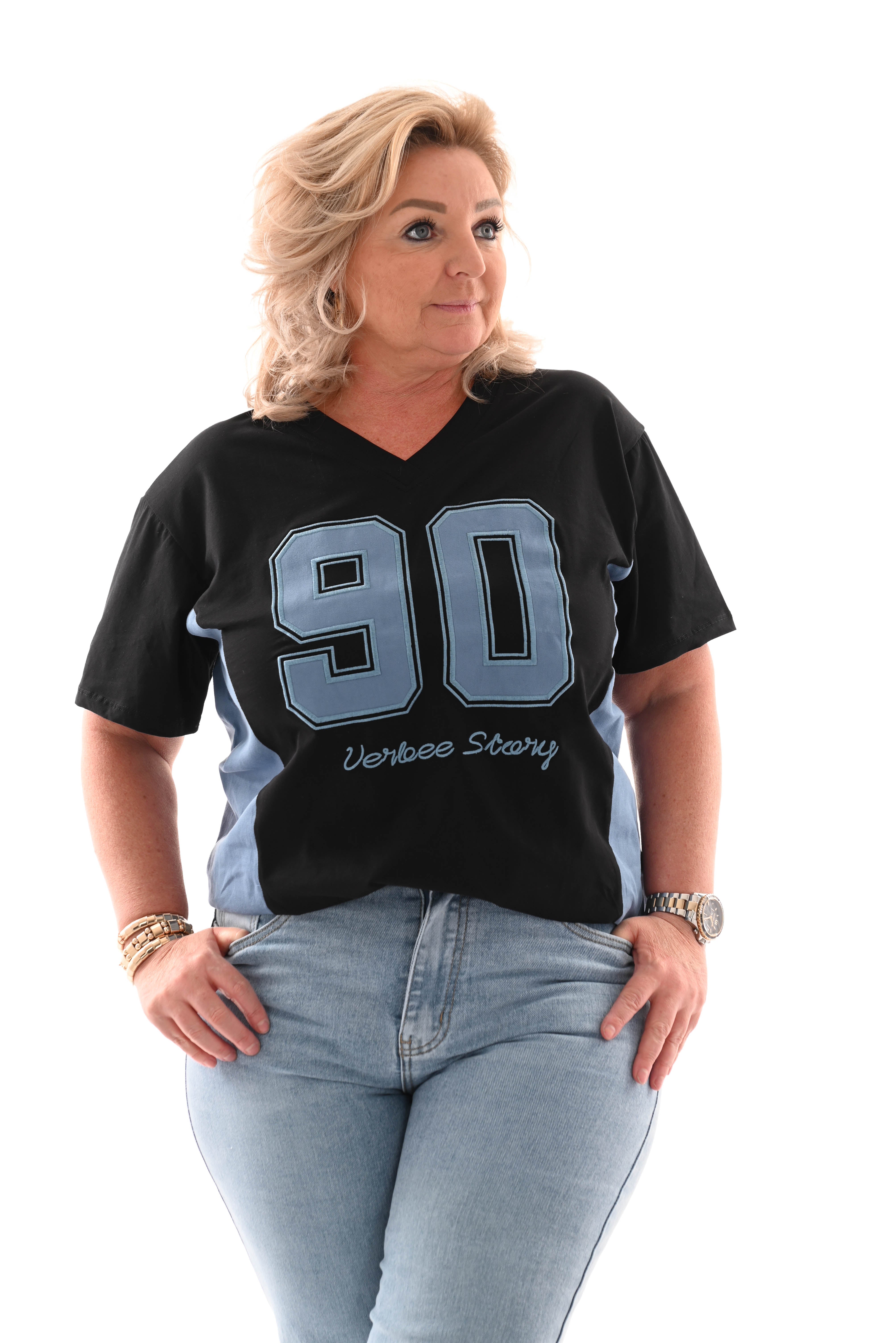 T-shirt ninety zwart