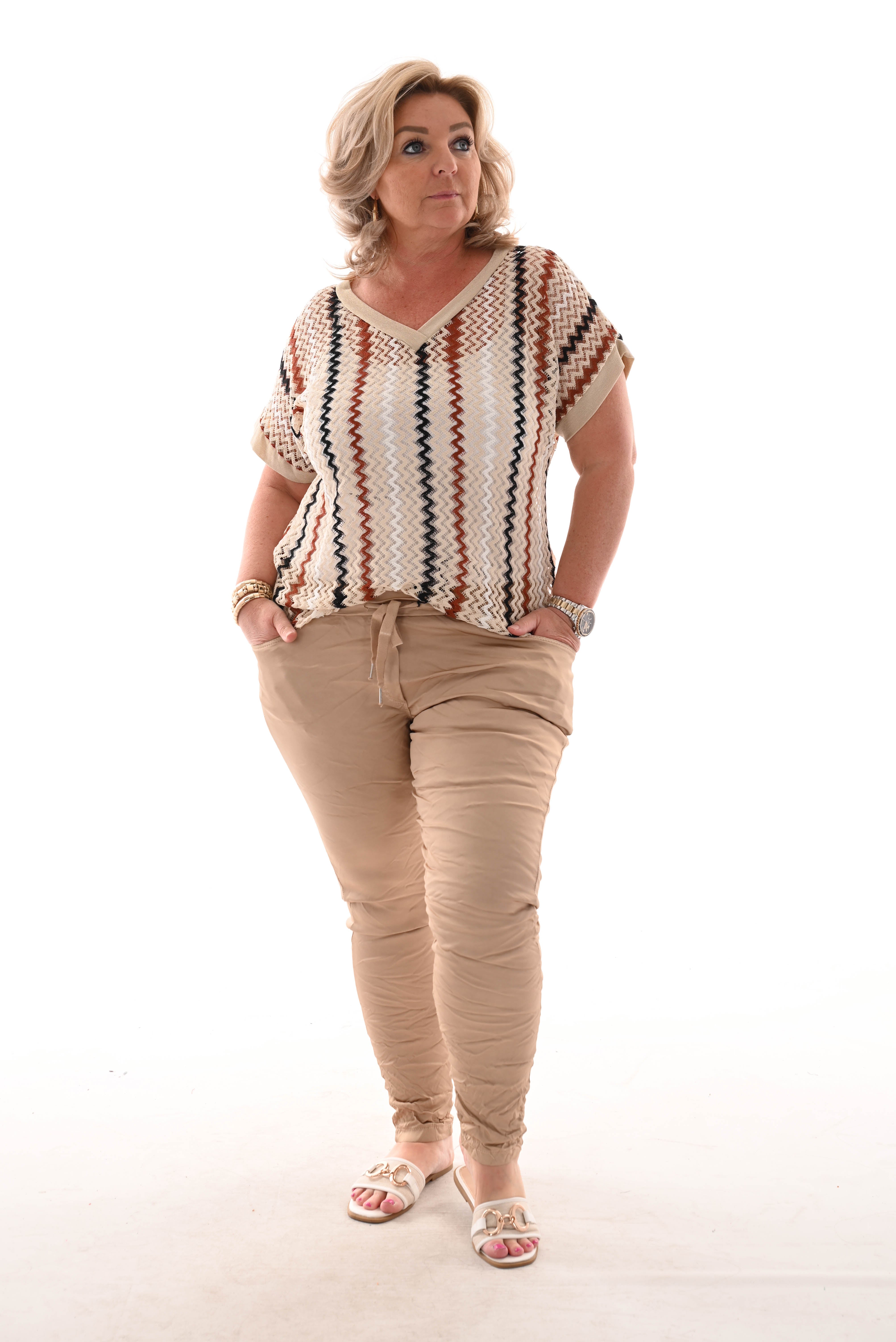 Top zigzag gehaakt creme