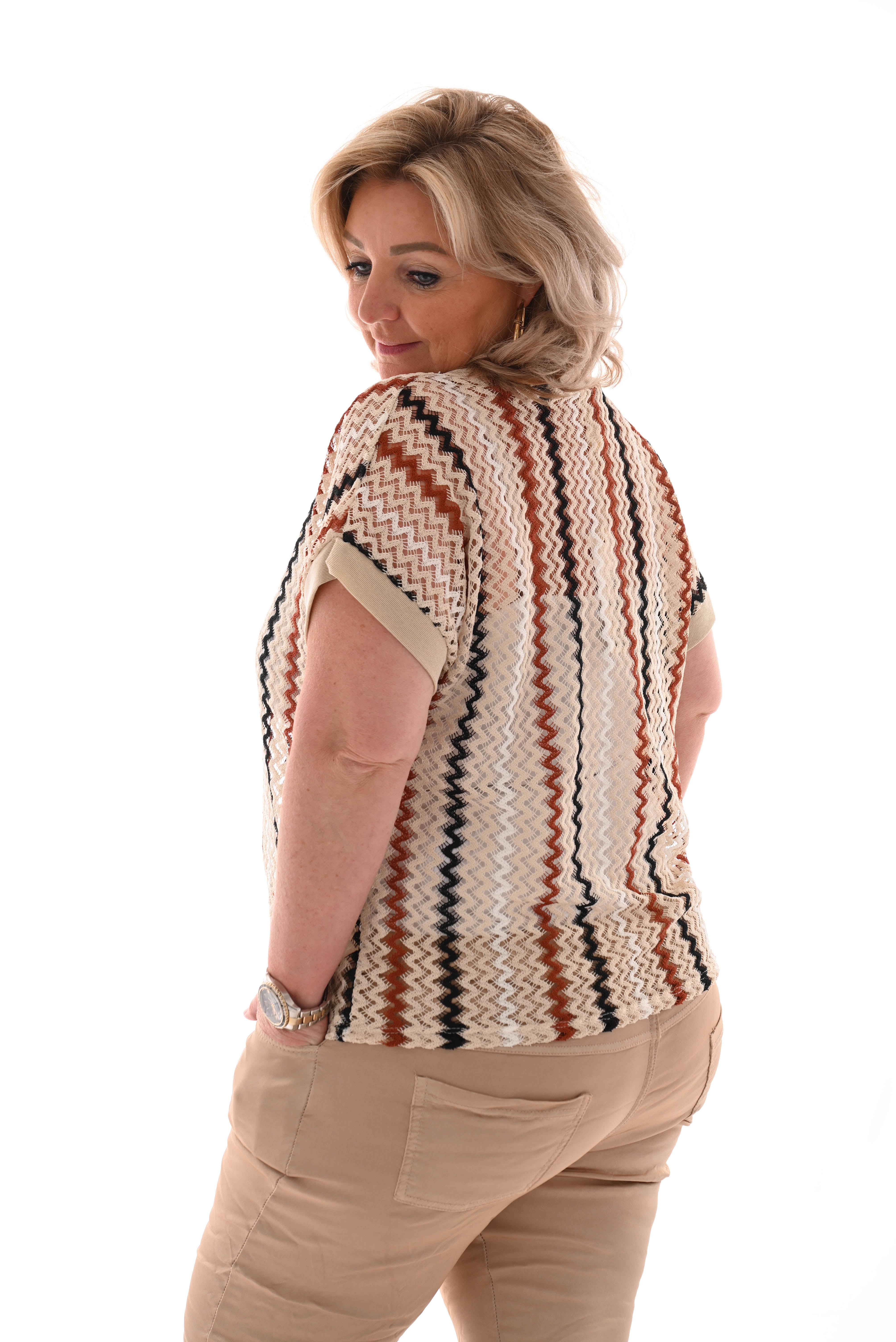 Top zigzag gehaakt creme