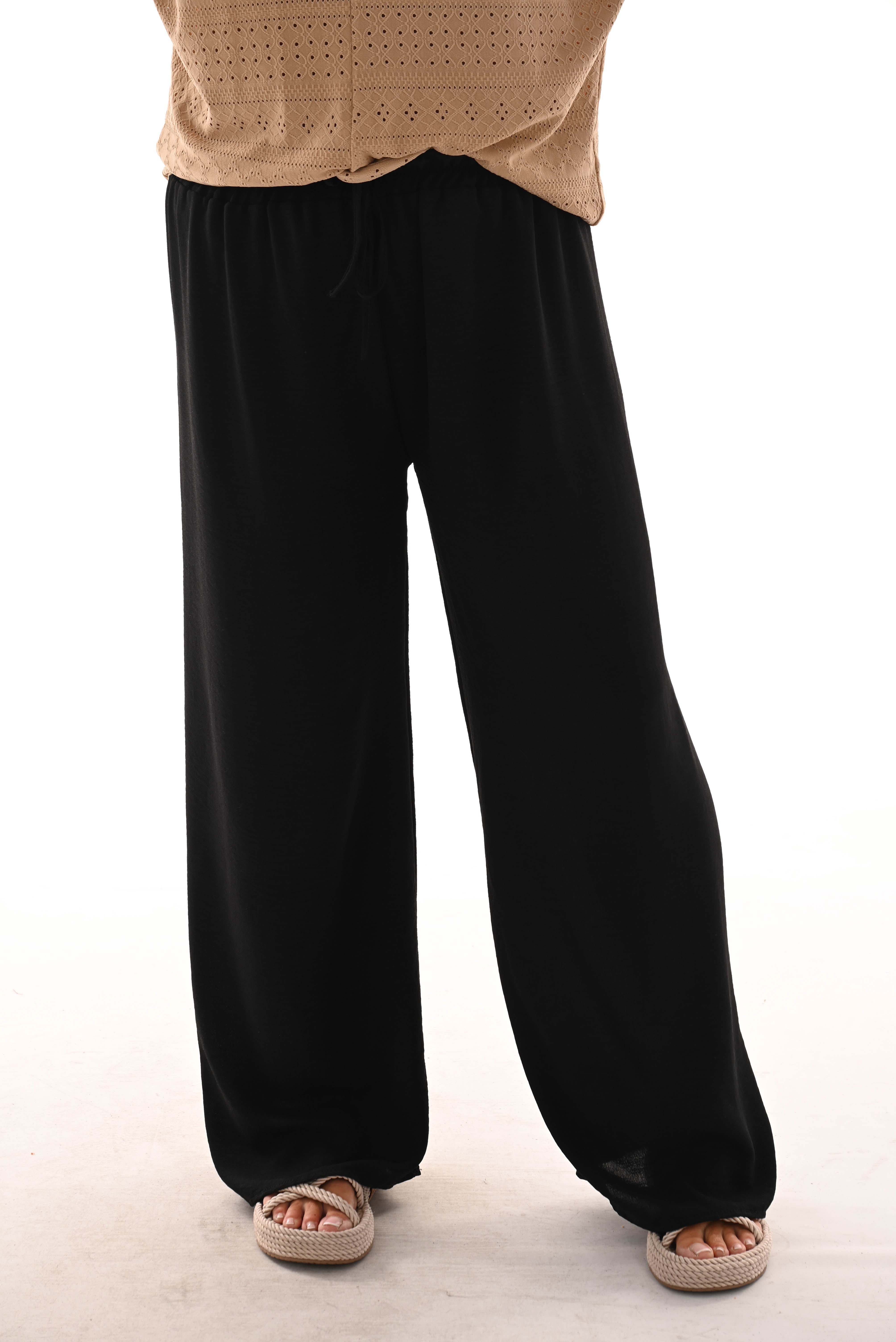 Wijde broek uni zwart