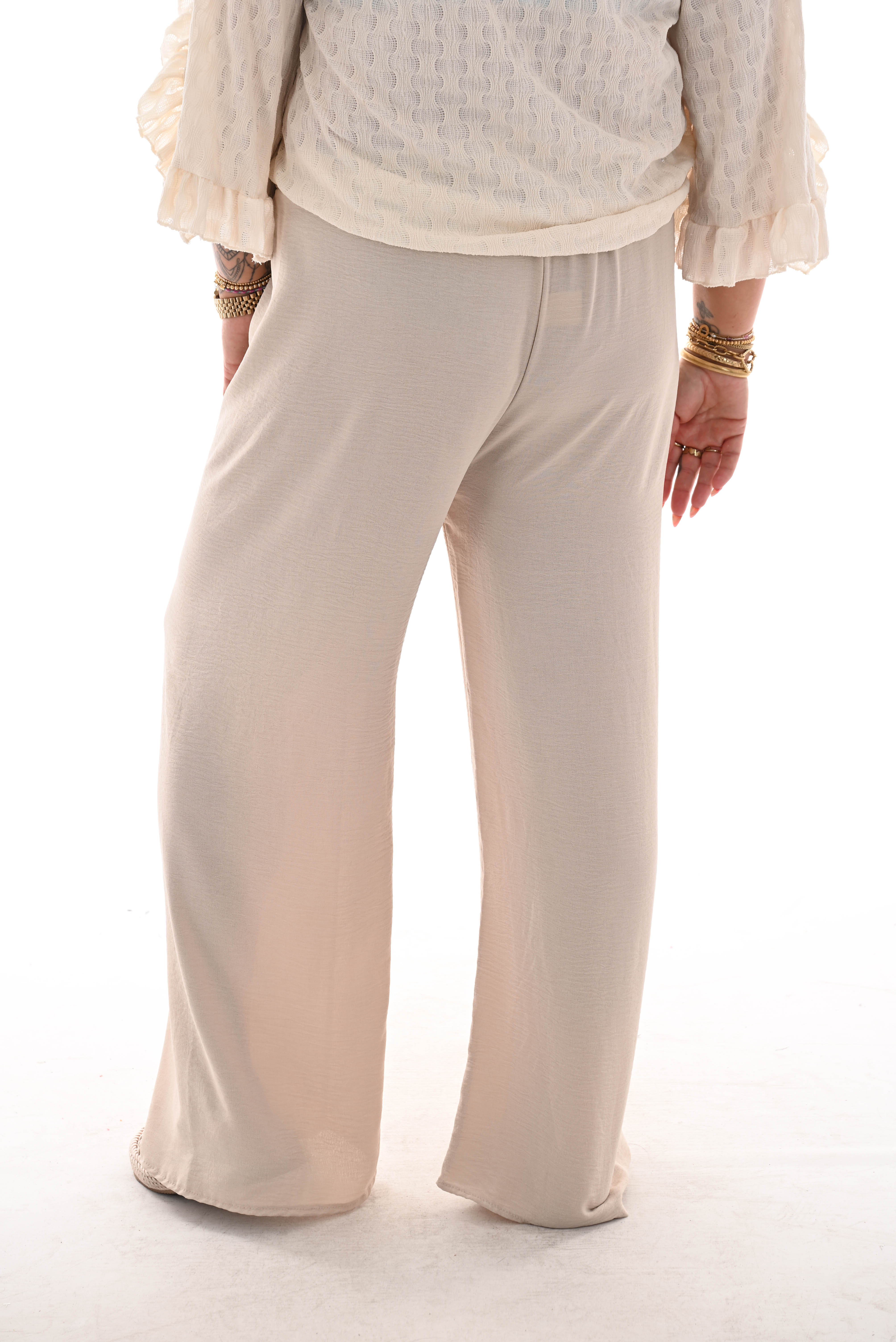 Wijde broek uni beige